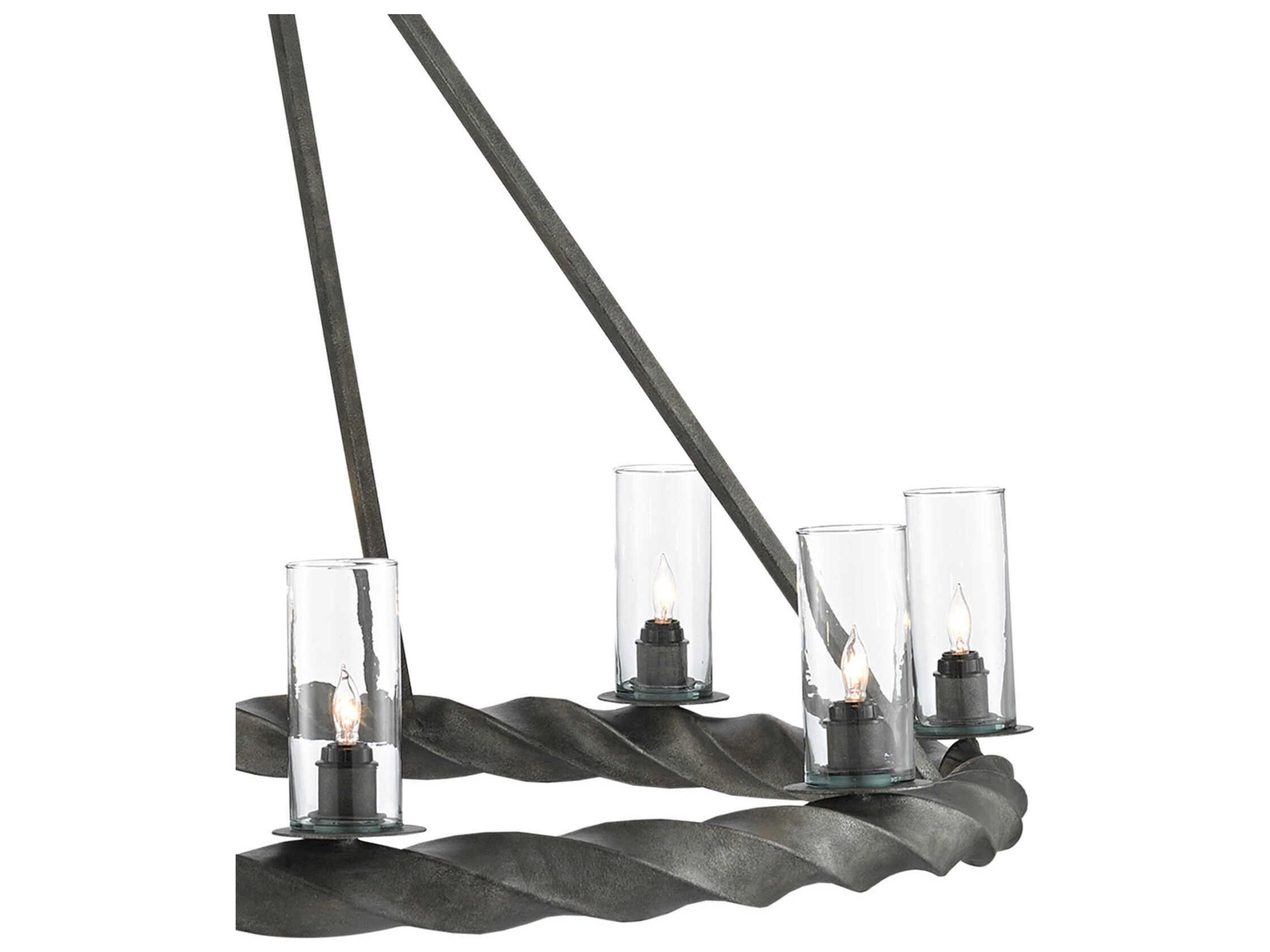 Currey & Company Orson 8-Light Light Mole Gray Glass Candelabra Chandelier