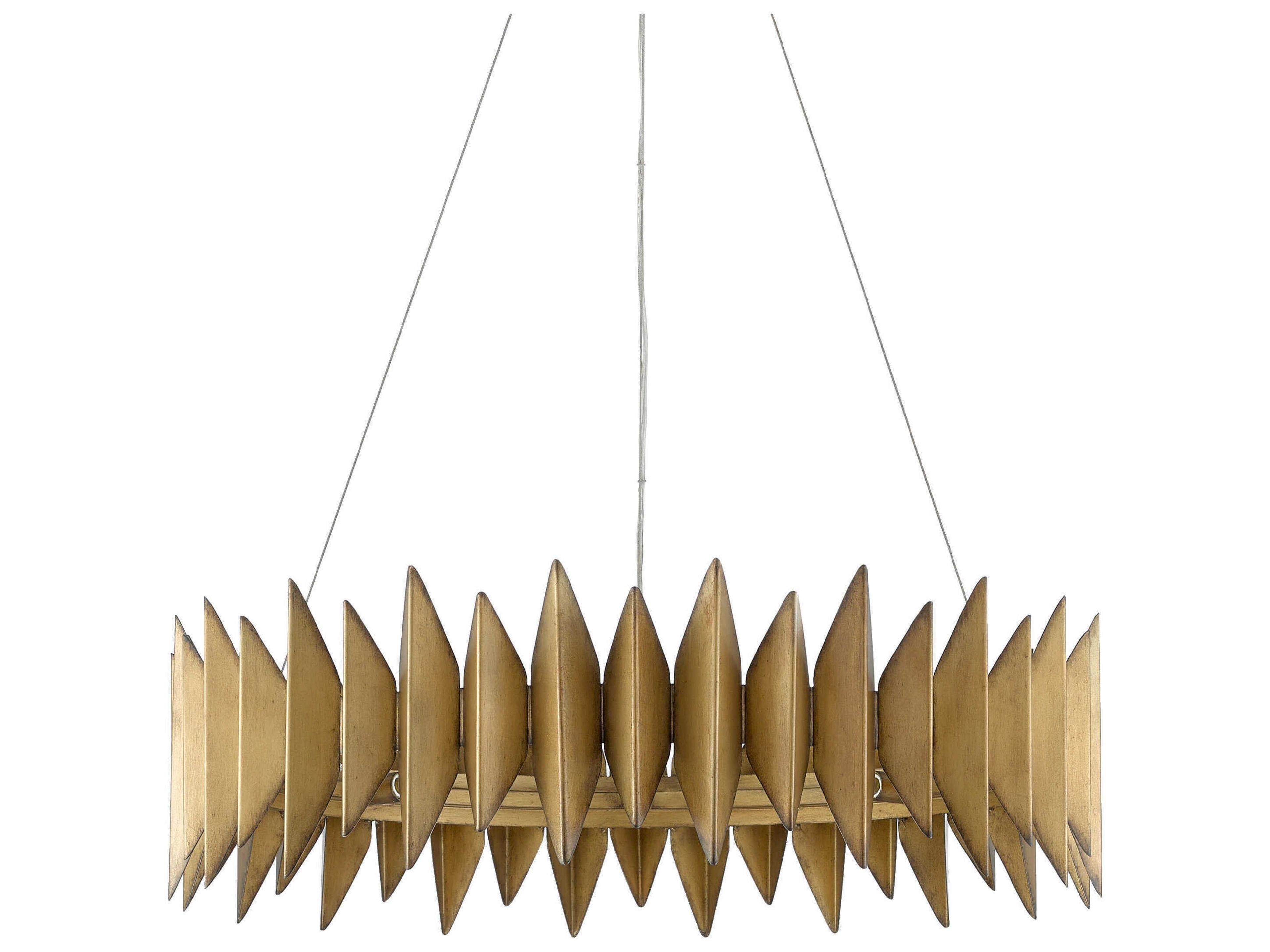 Currey & Company Potter 8-Light Aurora Antique Gold Round Pendant