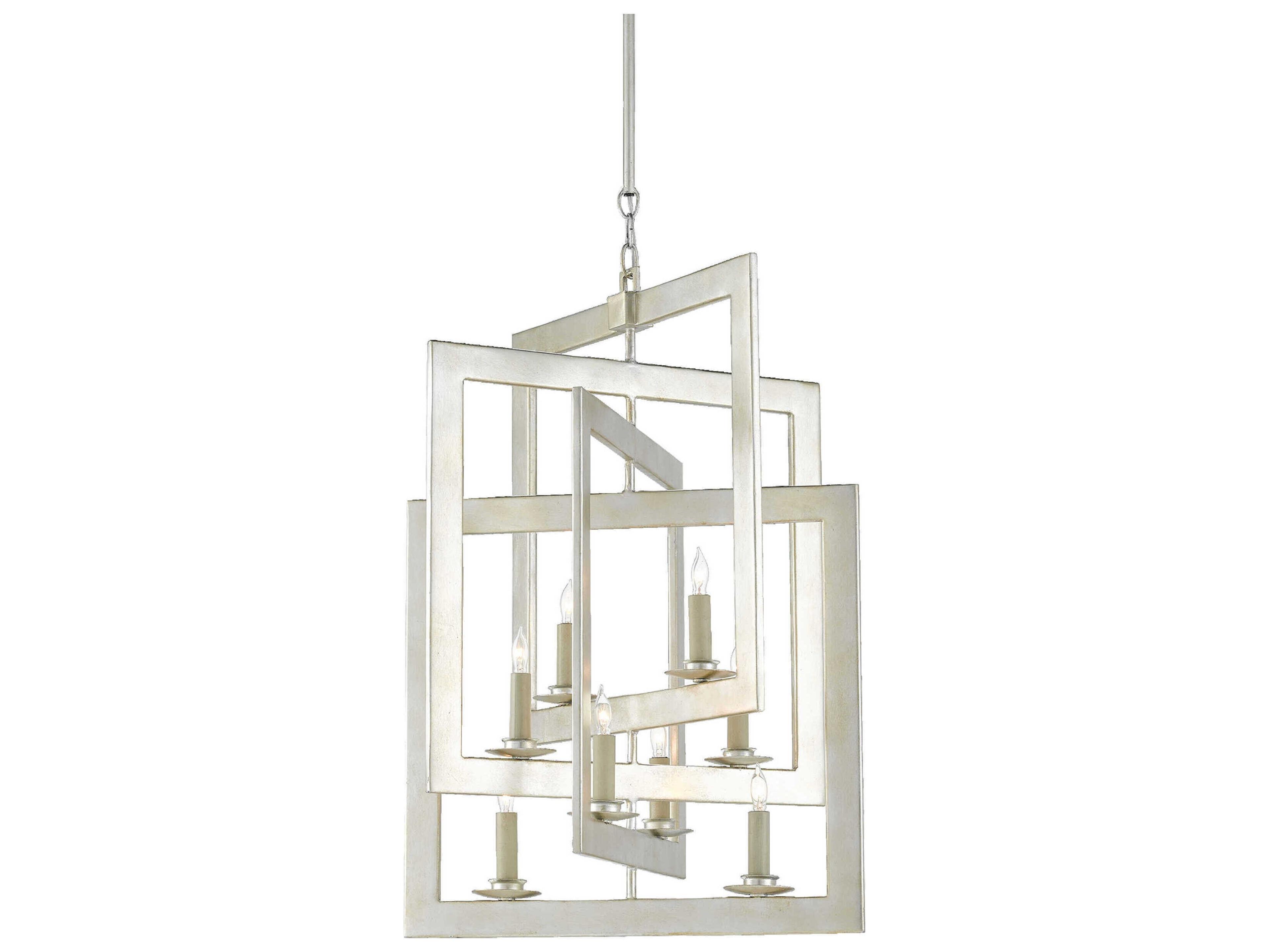 Currey & Company Middleton 8-Light Contemporary Silver Leaf Candelabra Chandelier