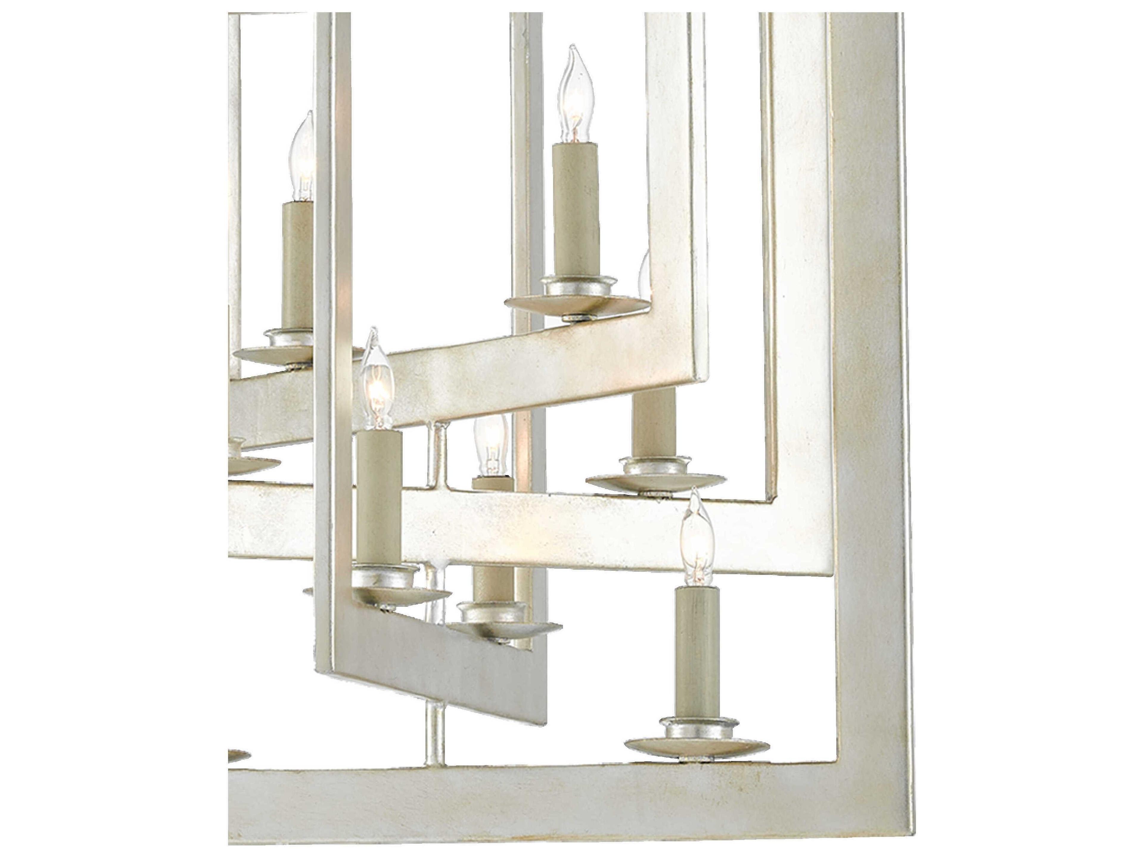 Currey & Company Middleton 8-Light Contemporary Silver Leaf Candelabra Chandelier