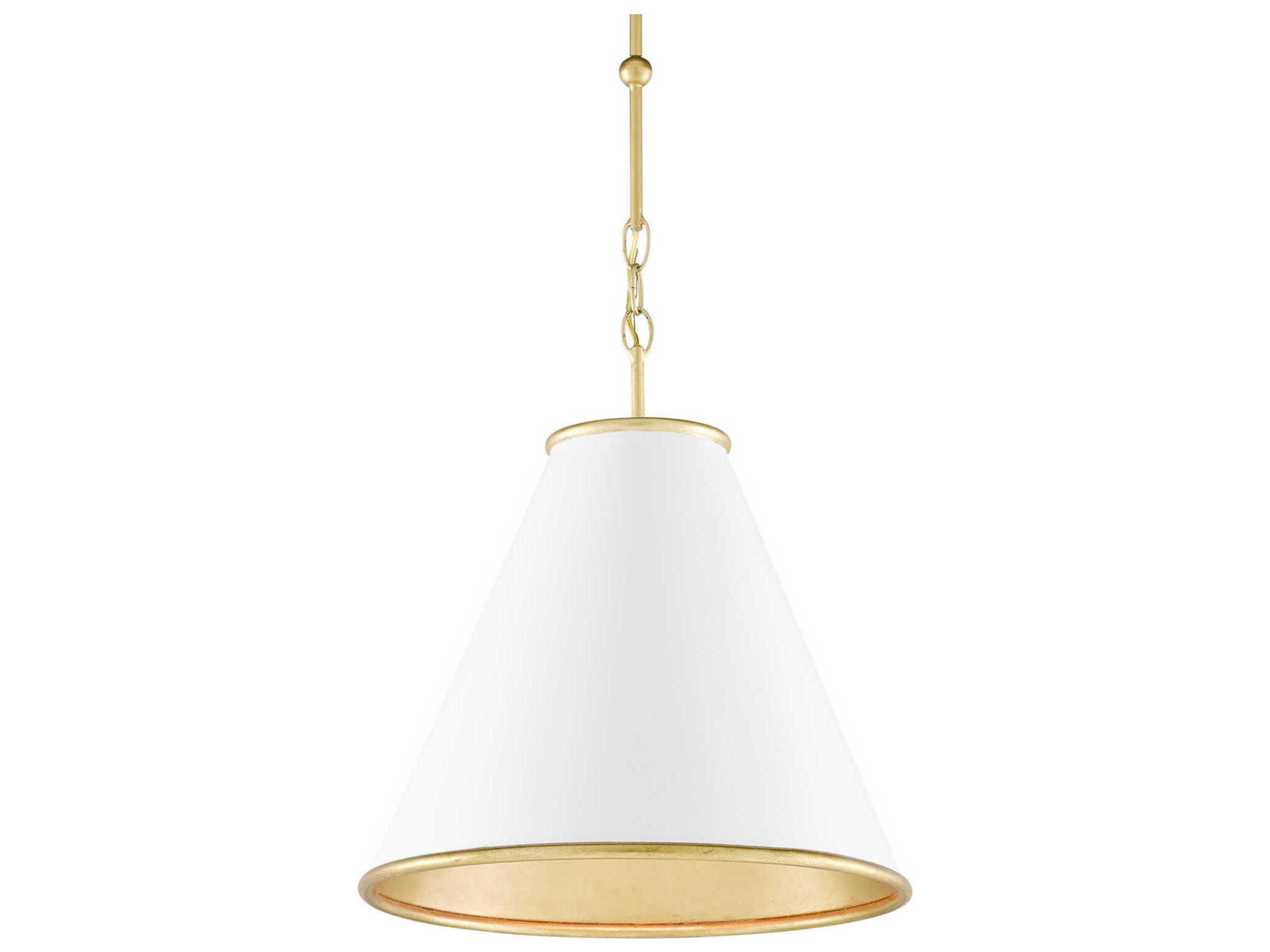 Pierrepont Small Pendant in Gesso White and Gold Leaf