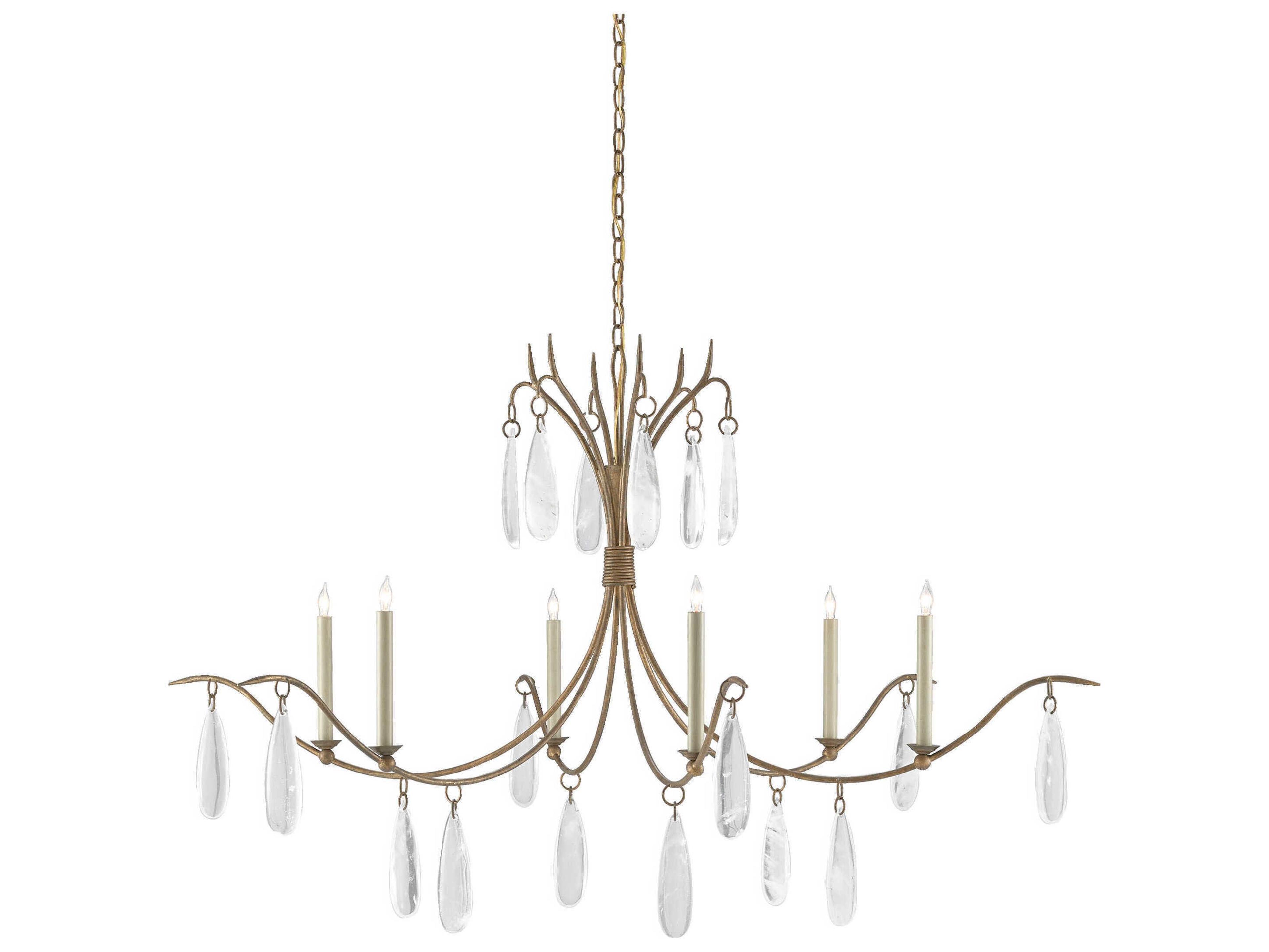 Marshallia 6-Light Rustic Gold Faux Rock Crystal Glass Candelabra Chandelier