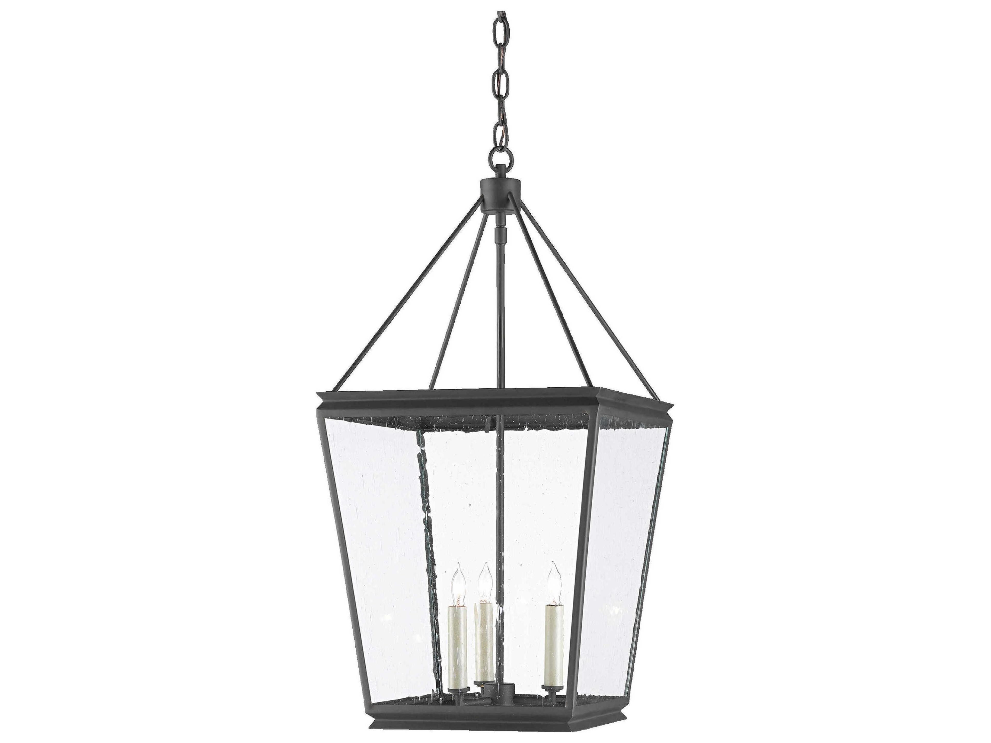 Ellerman 3-Light Old Iron Gray Glass Candelabra Chandelier