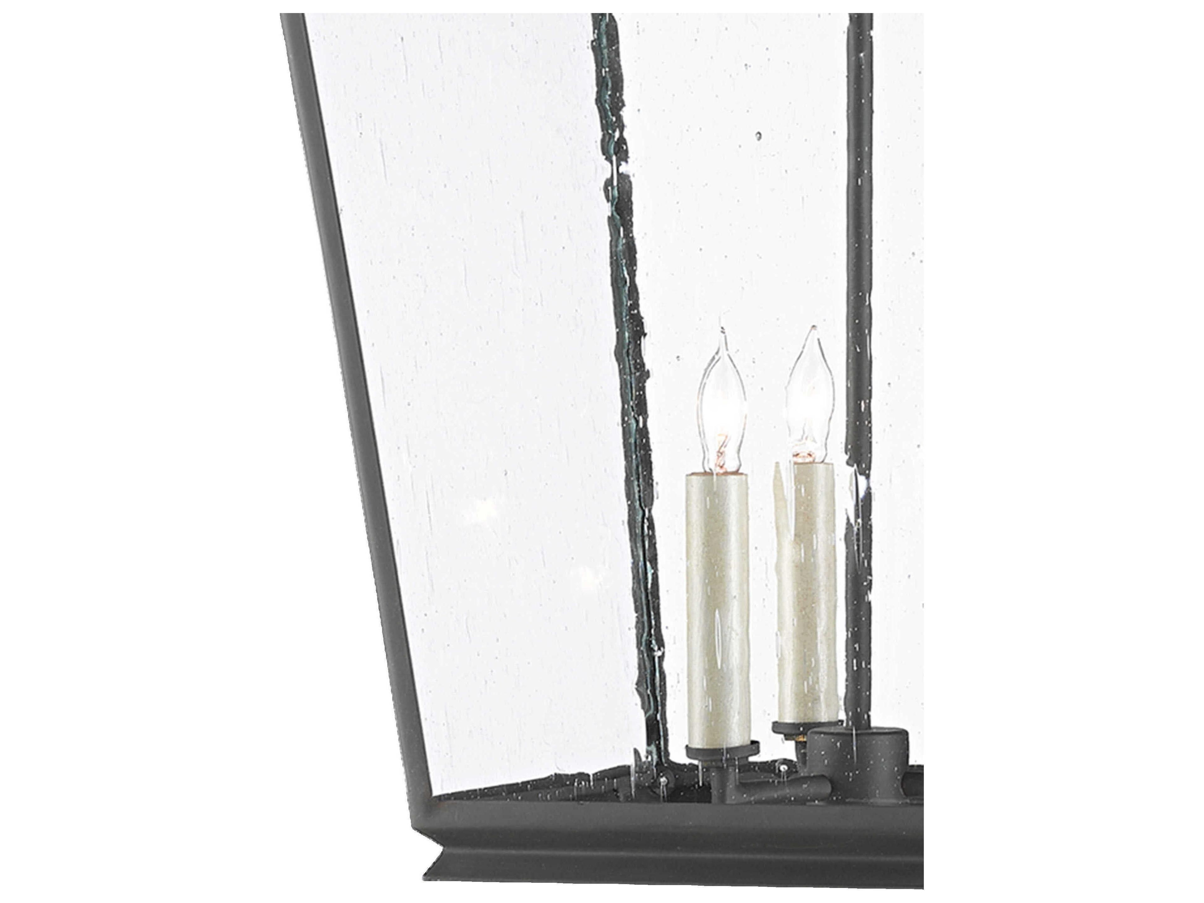 Currey & Company Ellerman 3-Light Old Iron Gray Glass Candelabra Chandelier