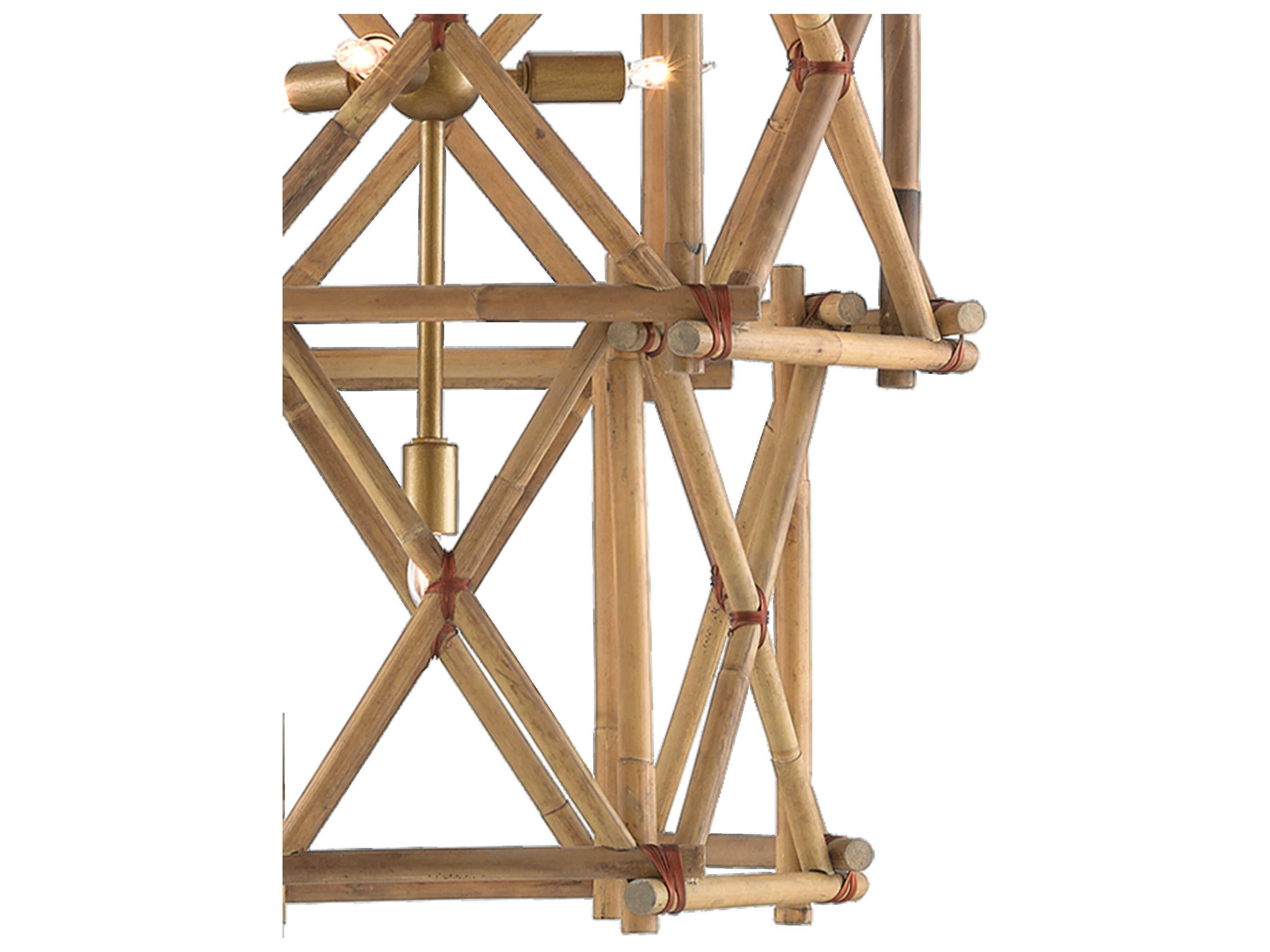 Currey & Company Kingali 10-Light Natural New Brass Brown Candelabra Lantern Chandelier