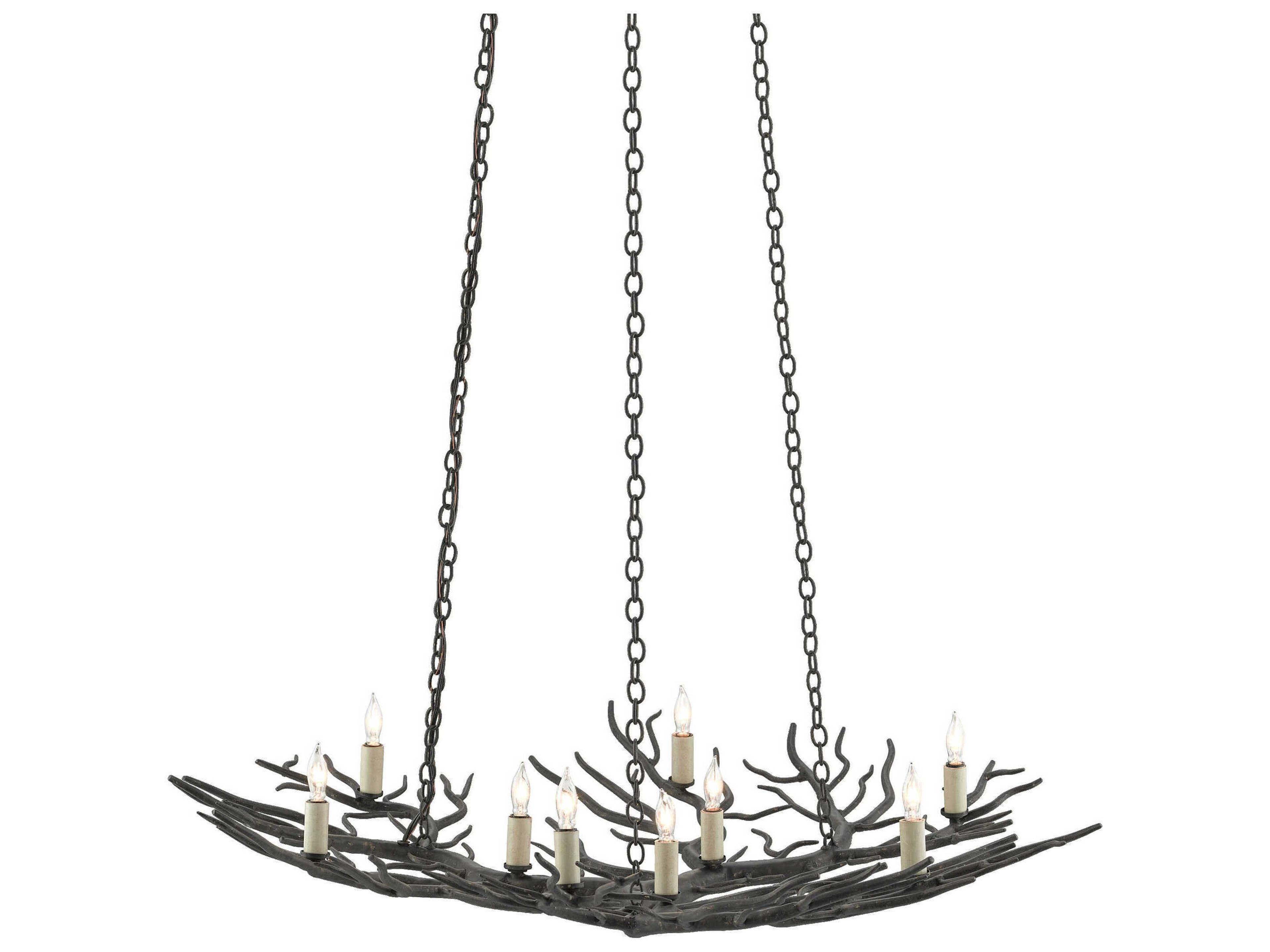 Currey & Company Rainforest 9-Light Rustic Bronze Candelabra Chandelier