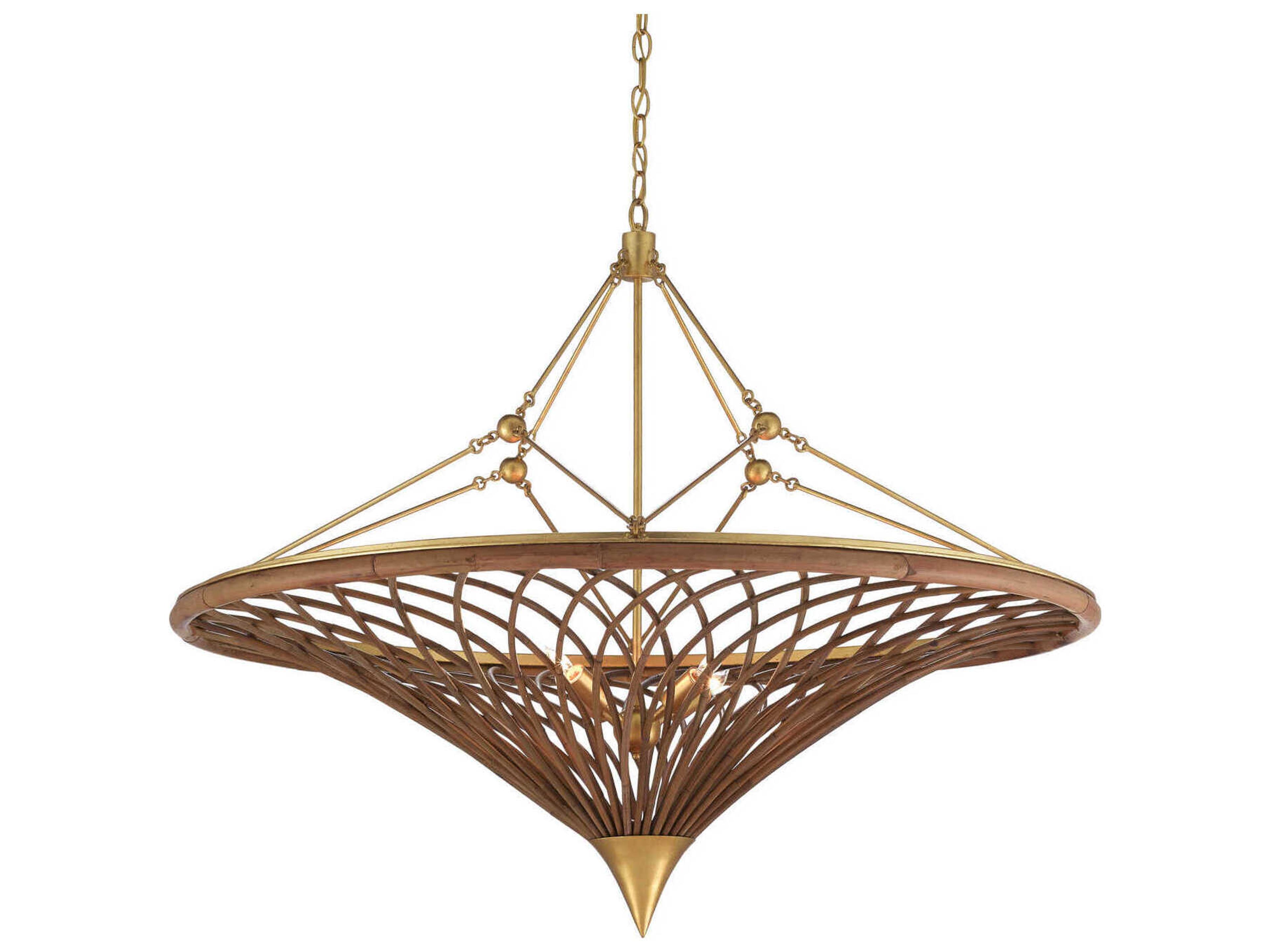 Gaborone 4-Light Natural Contemporary Gold Leaf Brown Pendant