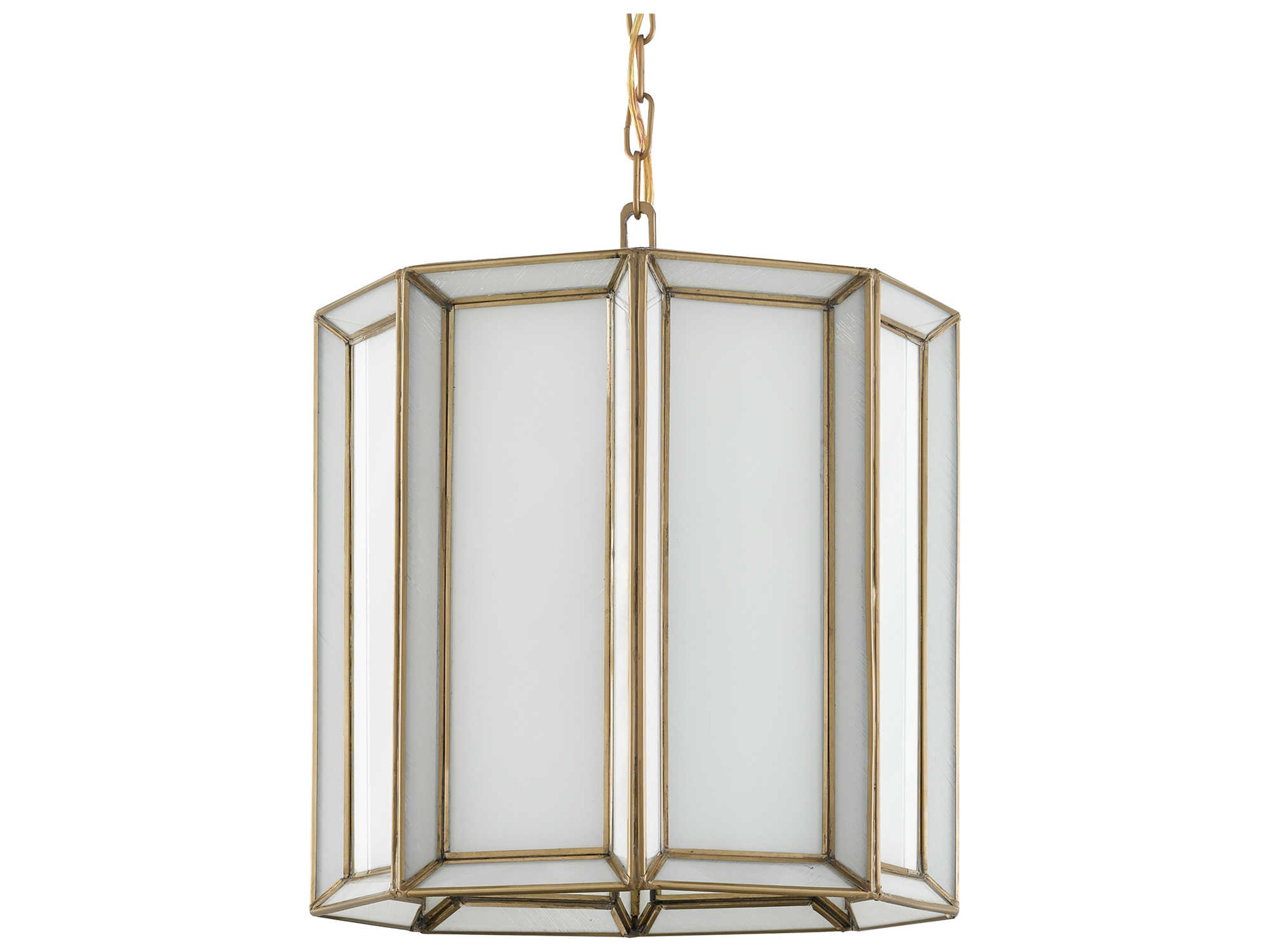 Luxecor Vistas 1-Light Antique Brass White Glass Cylinder Mini Pendant
