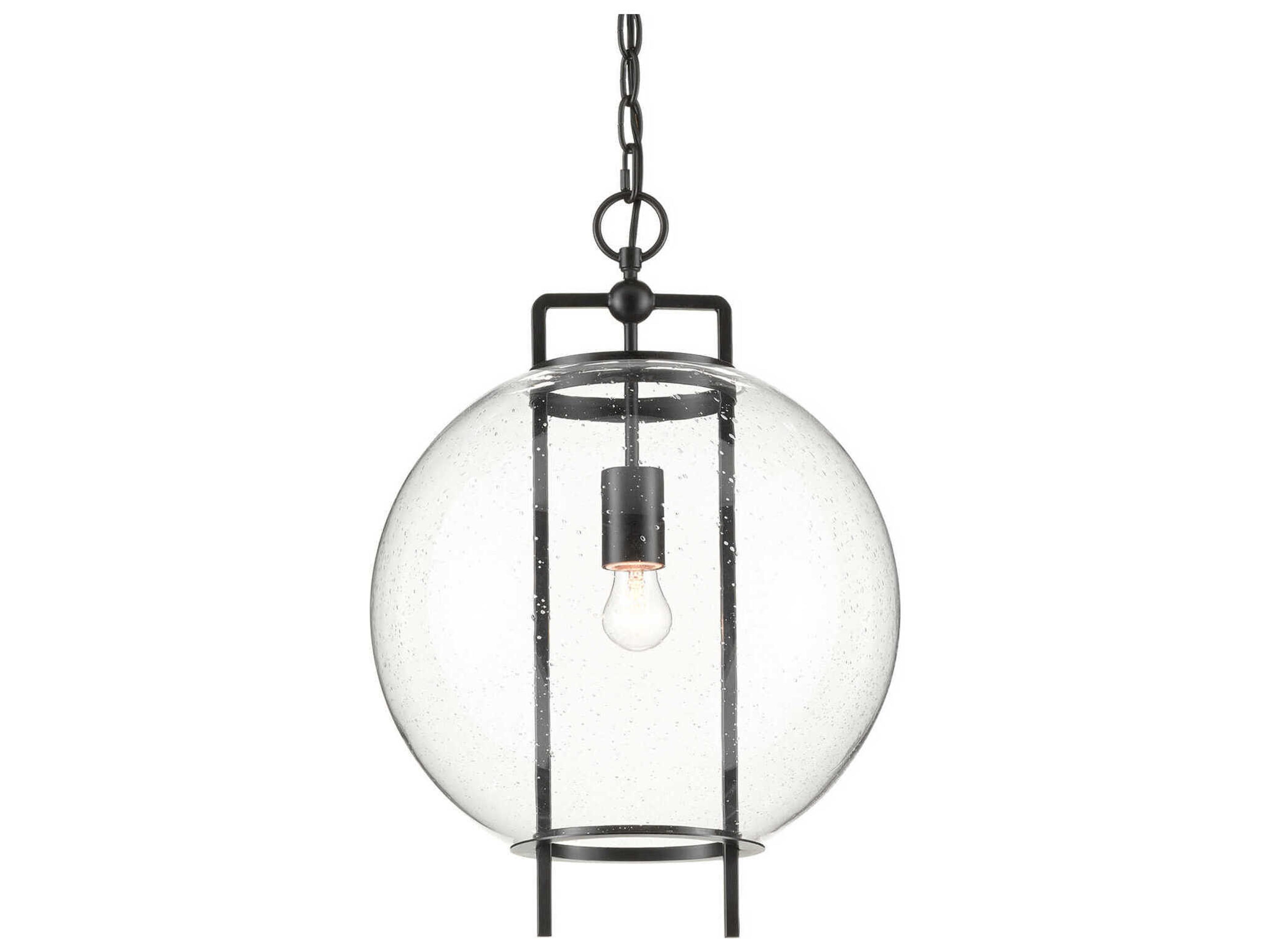 Currey & Company Breakspear 1-Light Antique Black Glass Globe Pendant