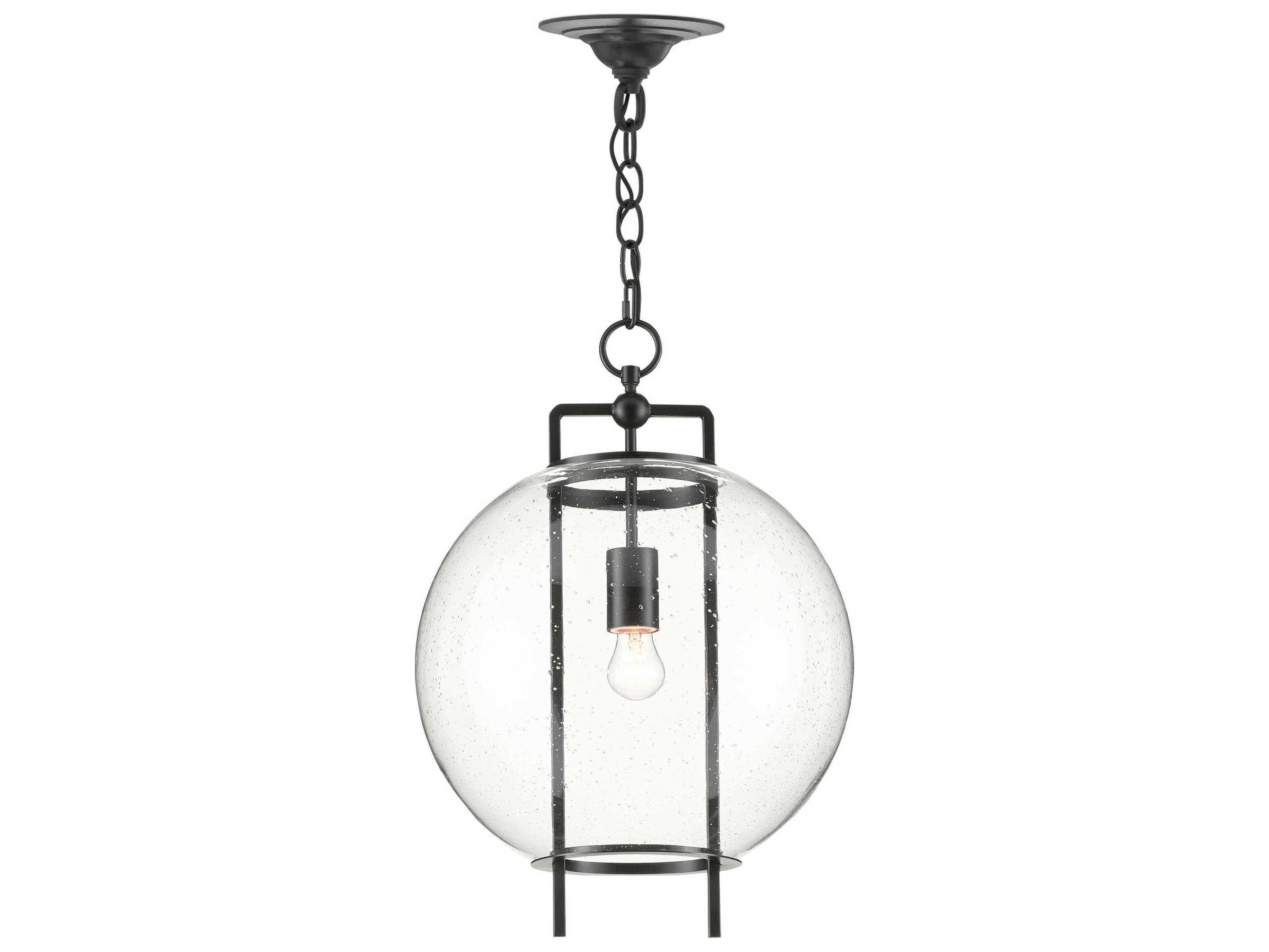 Currey & Company Breakspear 1-Light Antique Black Glass Globe Pendant