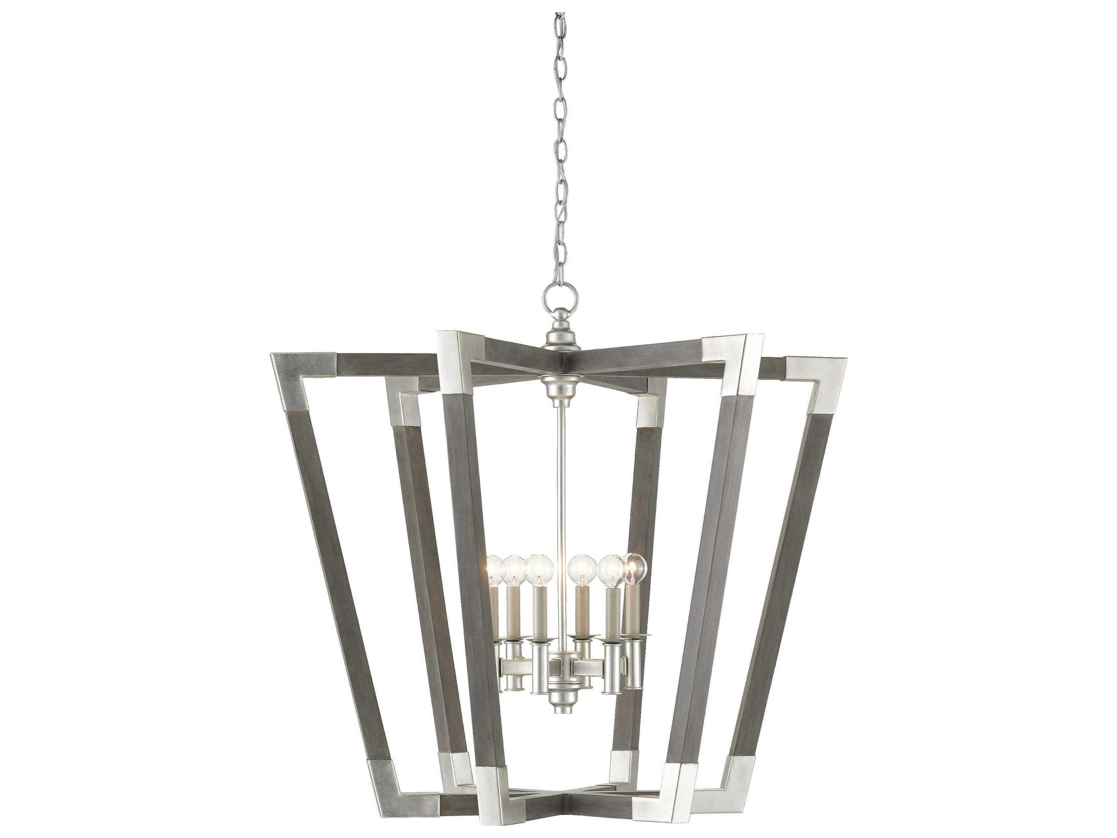 Bastian 6-Light Chateau Gray Contemporary Silver Leaf Candelabra Chandelier