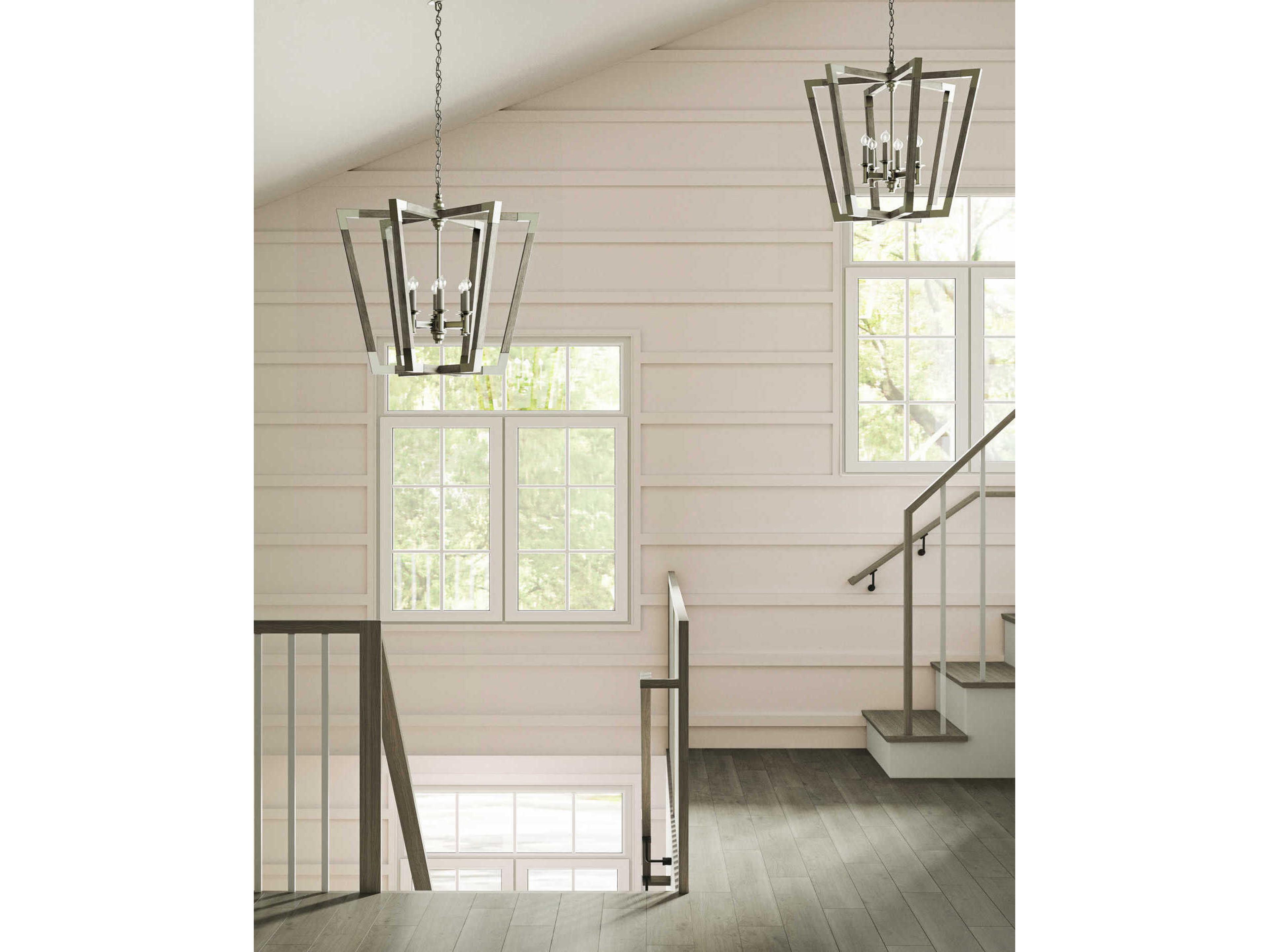 Currey & Company Bastian 6-Light Chateau Gray Contemporary Silver Leaf Candelabra Chandelier