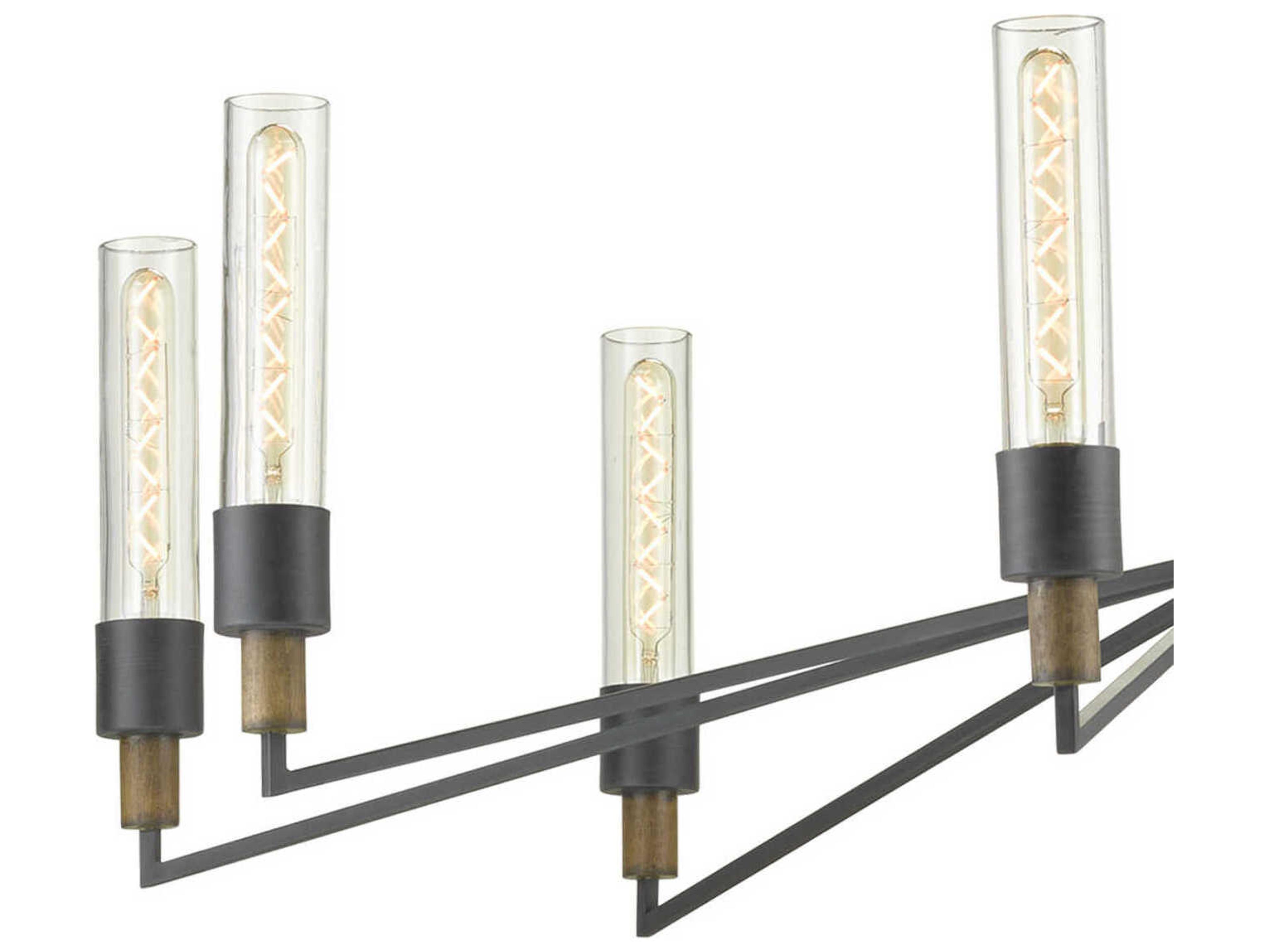 Currey & Company Delgado 8-Light Antique Black Reclaimed Wood Glass Chandelier