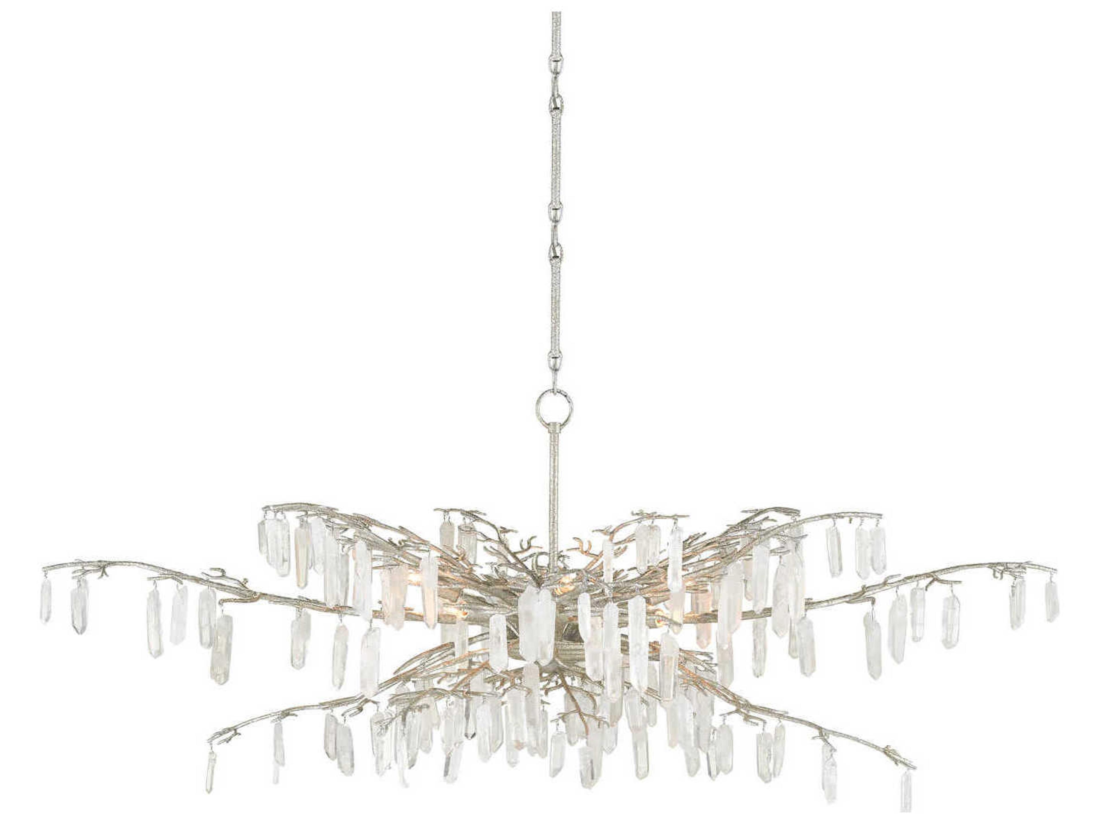 Currey & Company Forest 8-Light Textured Silver Crystal Chandelier