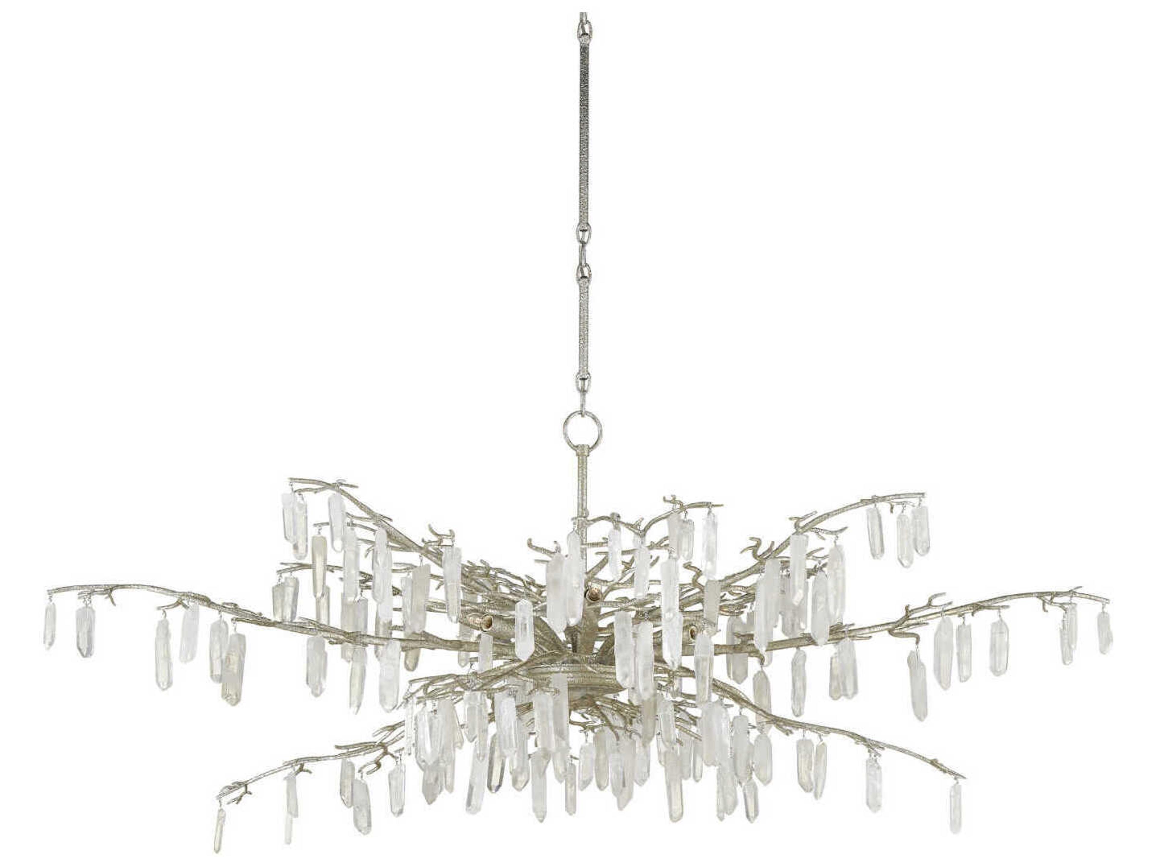 Currey & Company Forest 8-Light Textured Silver Crystal Chandelier