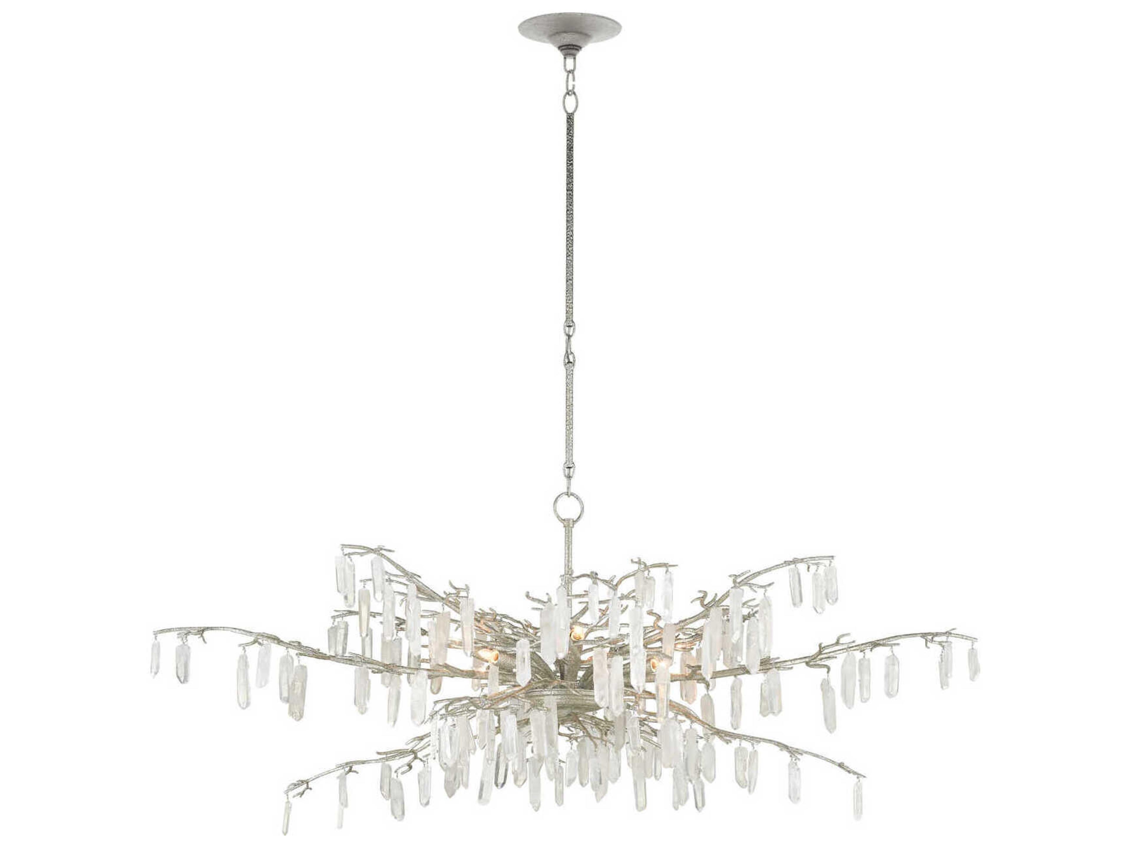 Currey & Company Forest 8-Light Textured Silver Crystal Chandelier
