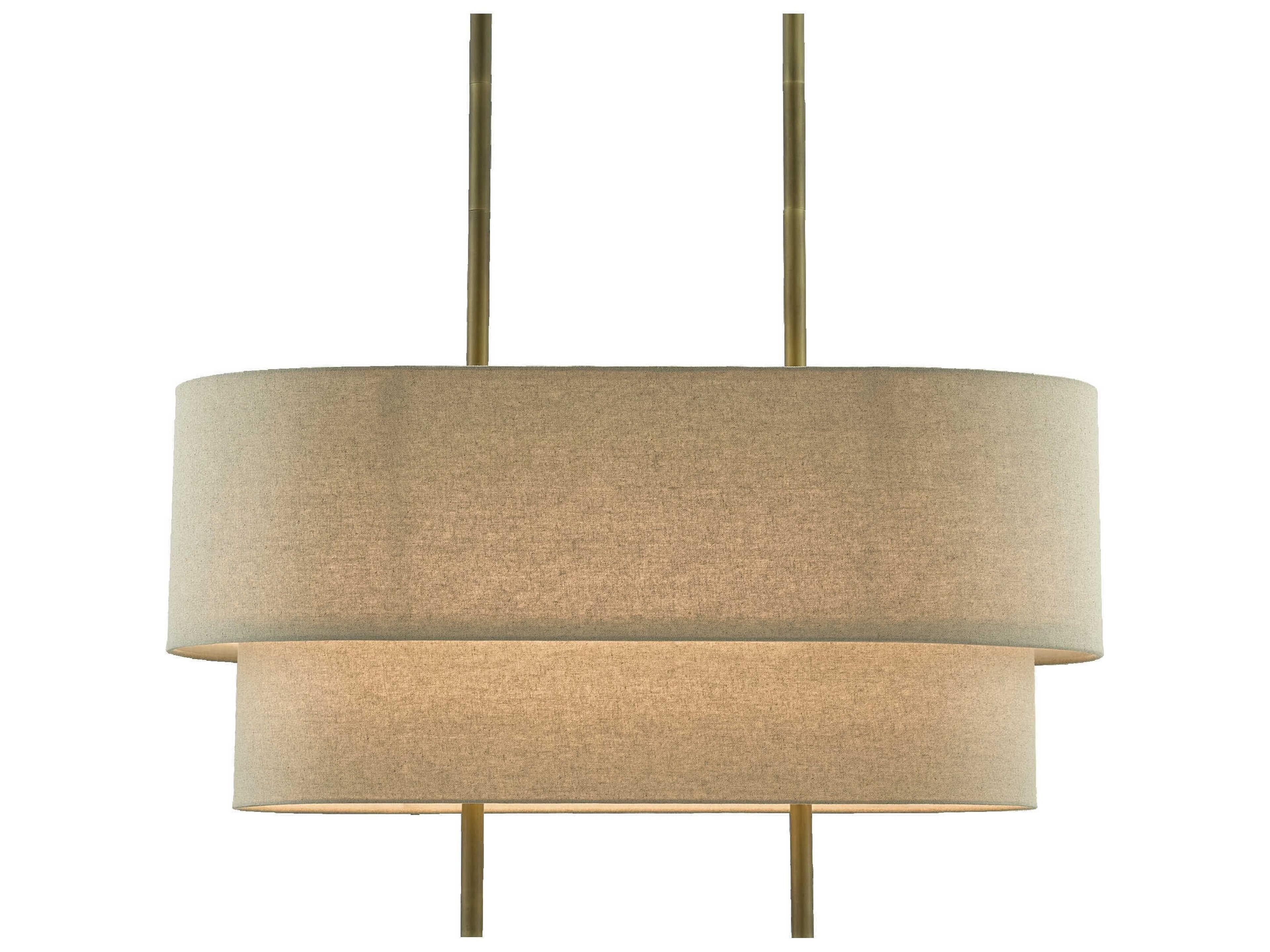 Currey & Company Combermere 4-Light Antique Brass Round Tiered Island Pendant