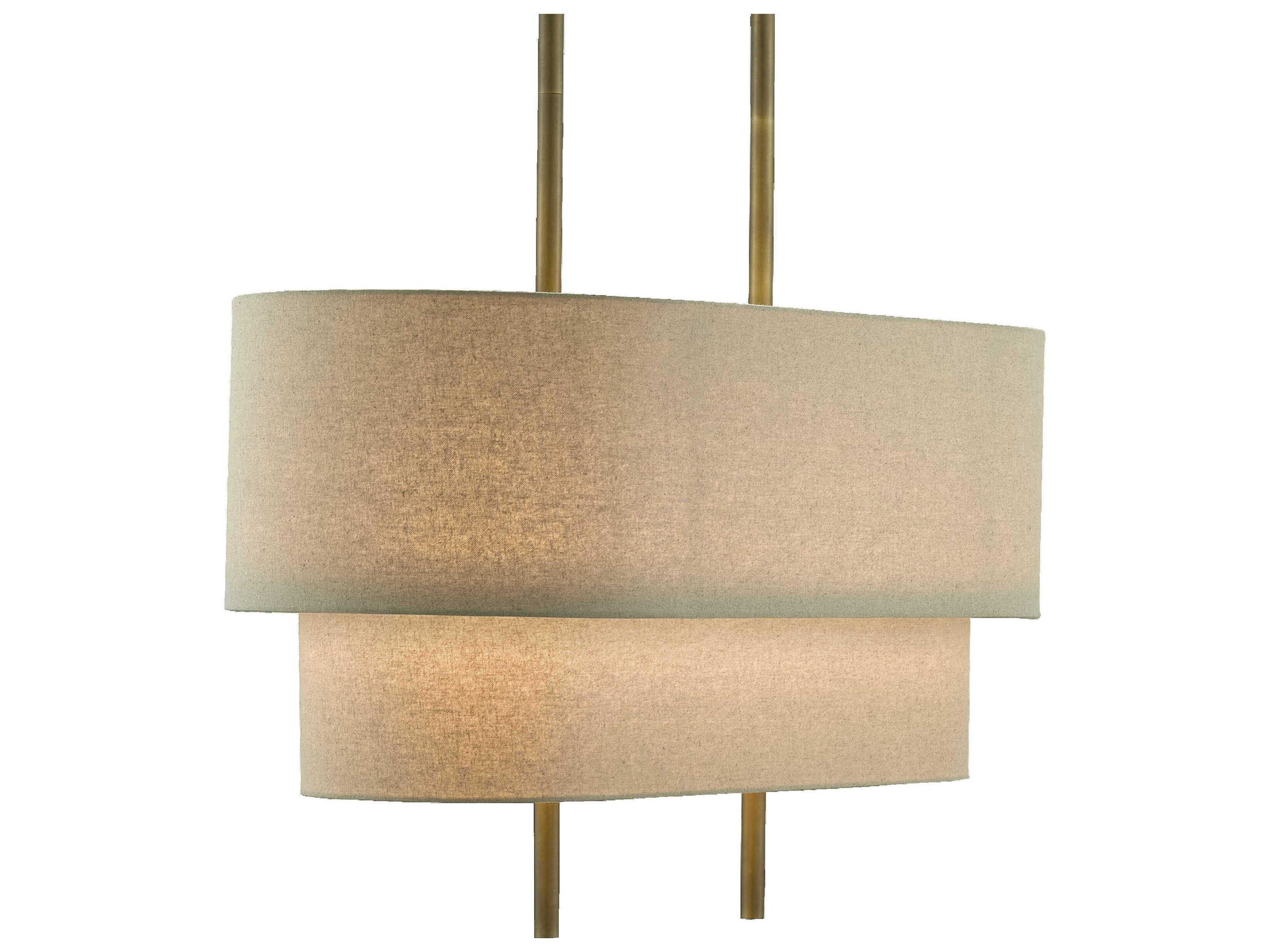 Currey & Company Combermere 4-Light Antique Brass Round Tiered Island Pendant