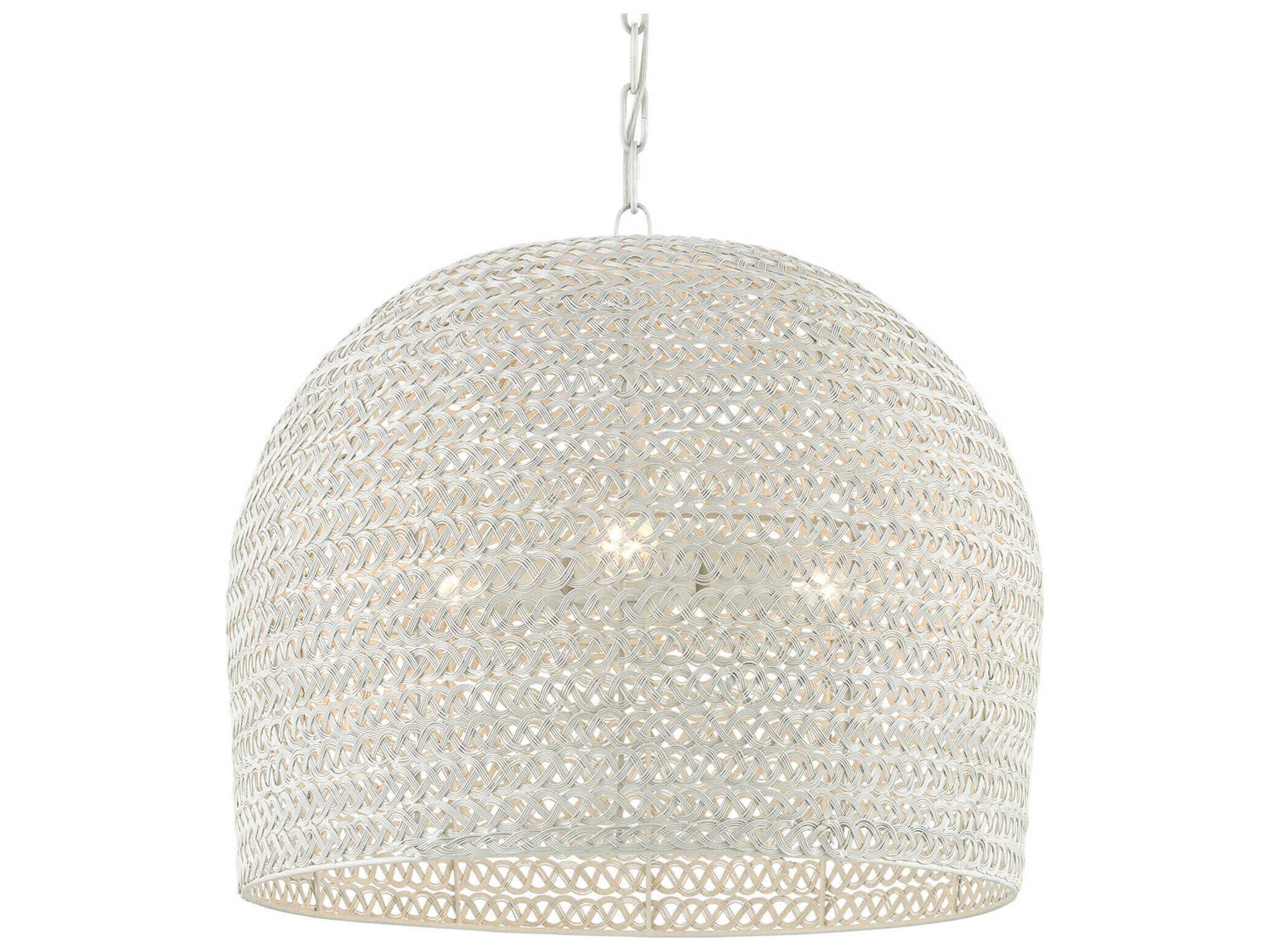 Currey & Company Piero 3-Light White Dome Pendant