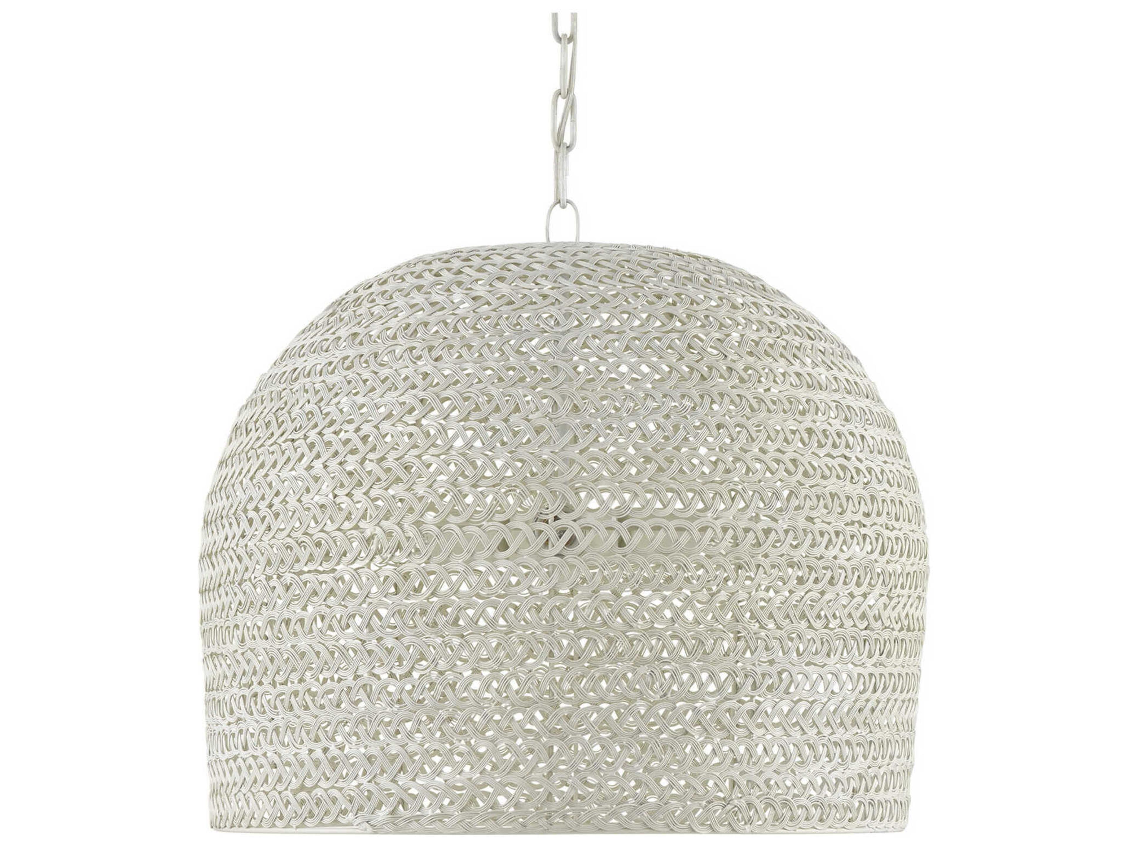 Currey & Company Piero 3-Light White Dome Pendant