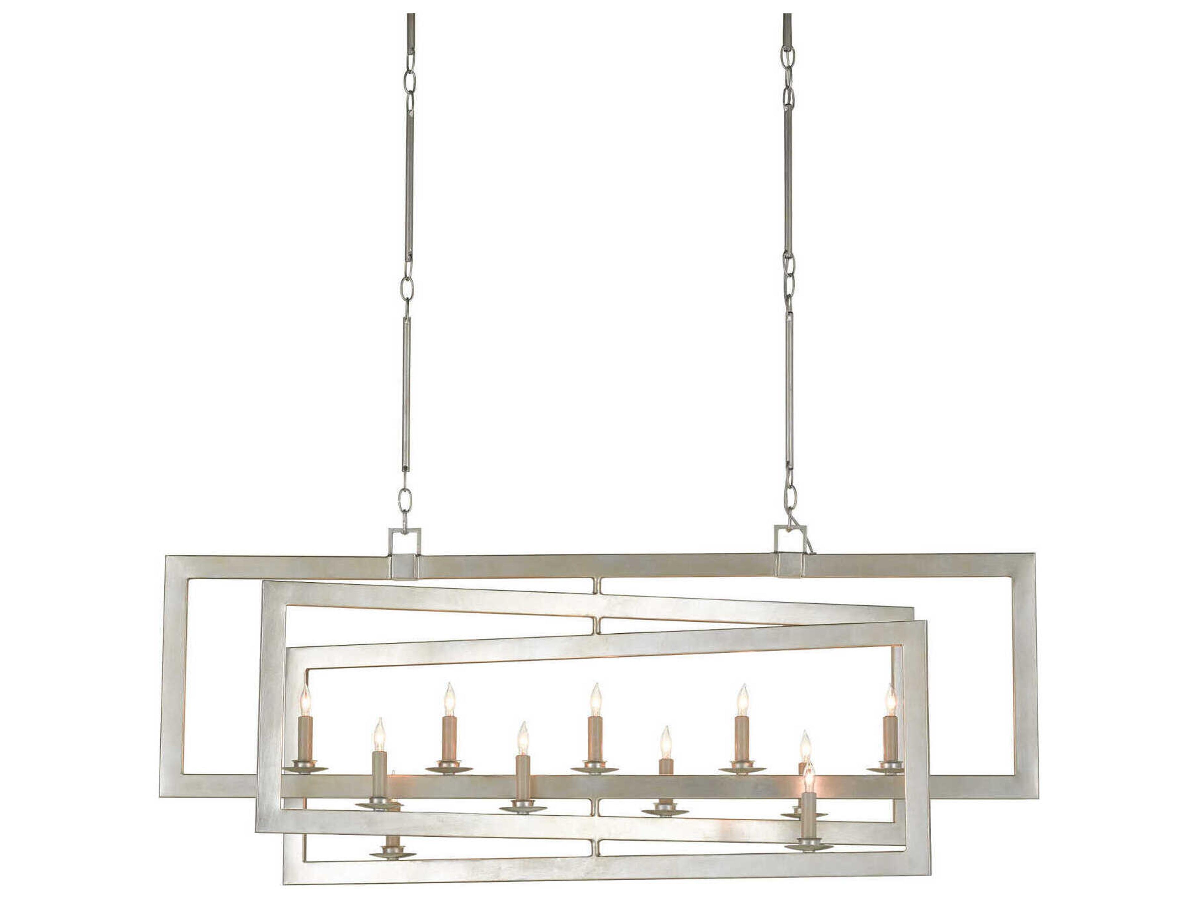 Currey & Company Middleton 11-Light Contemporary Silver Leaf Island Pendant