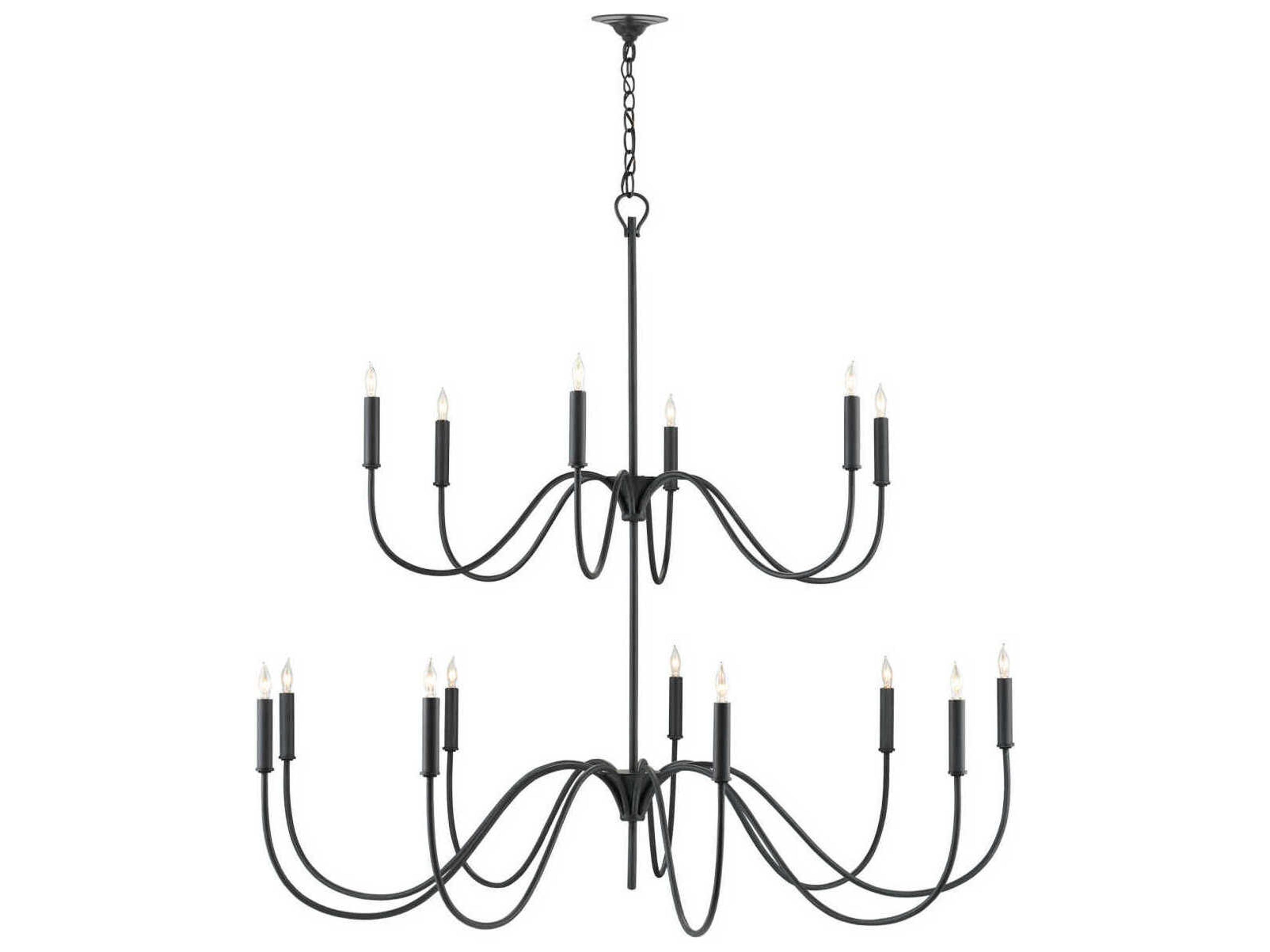 Currey & Company Tirrell 27-Light Antique Black Candelabra Chandelier
