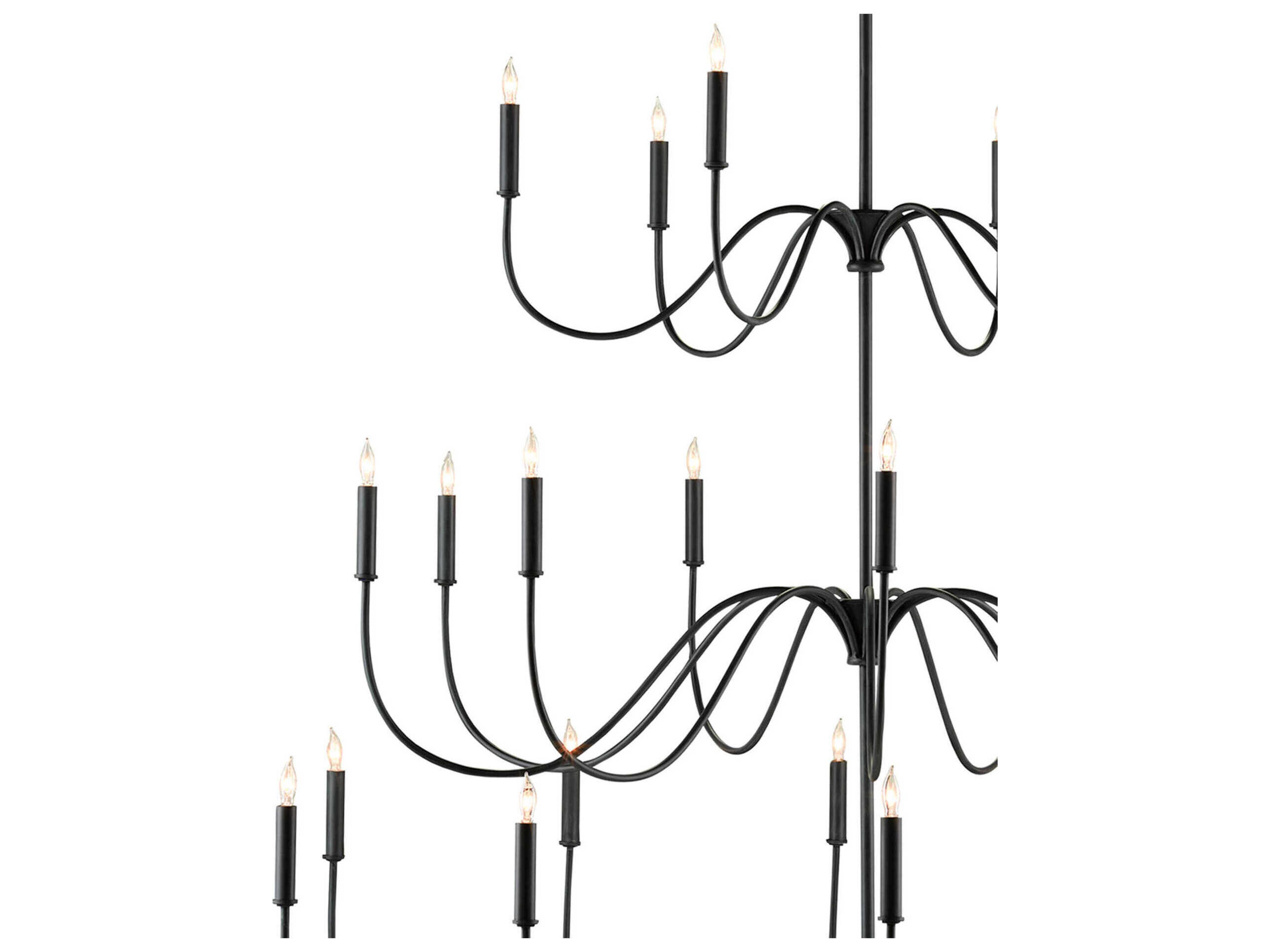 Currey & Company Tirrell 27-Light Antique Black Candelabra Chandelier