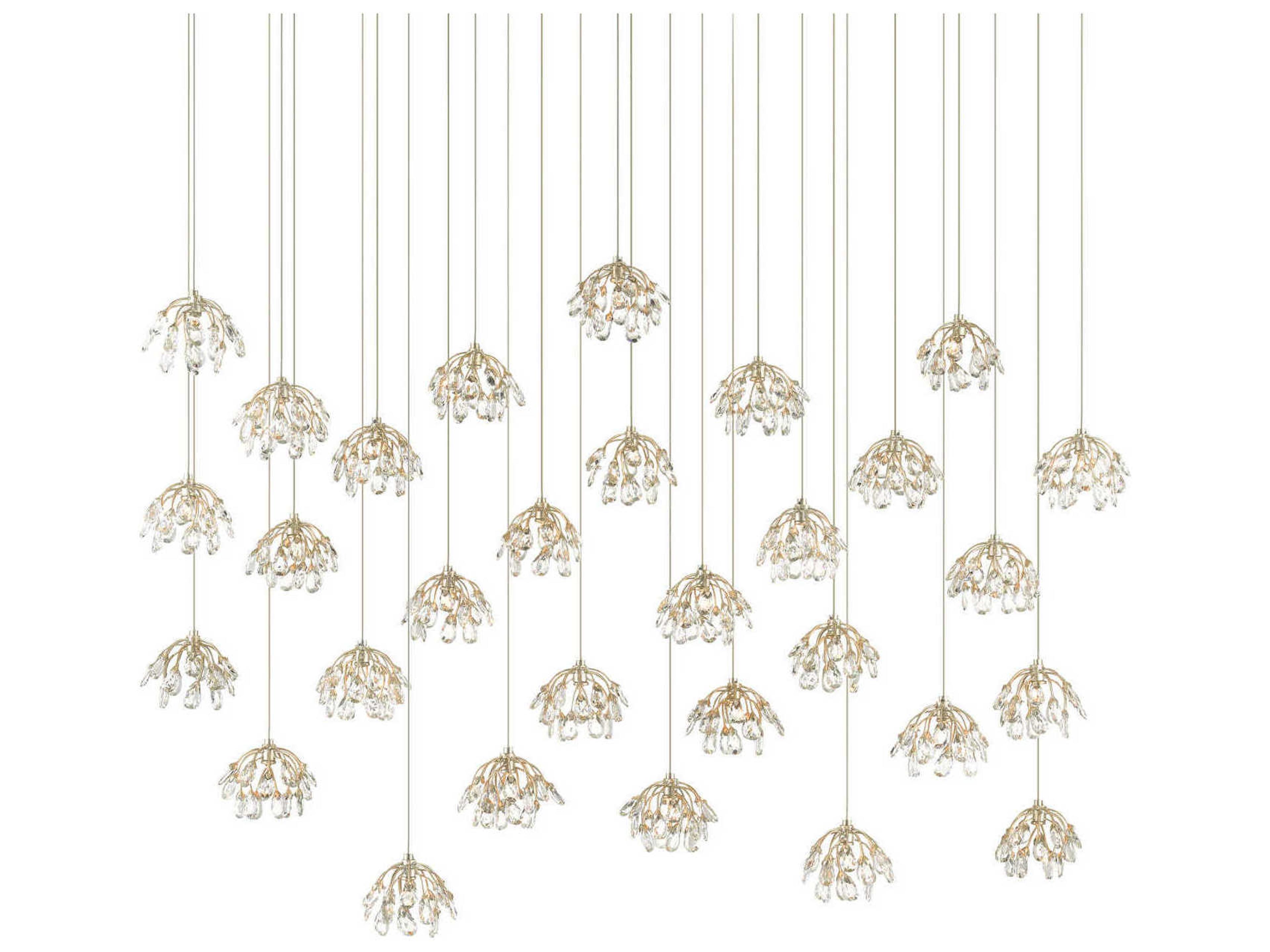 Crystal Bud 30-Light Painted Silver Bell Island Pendant