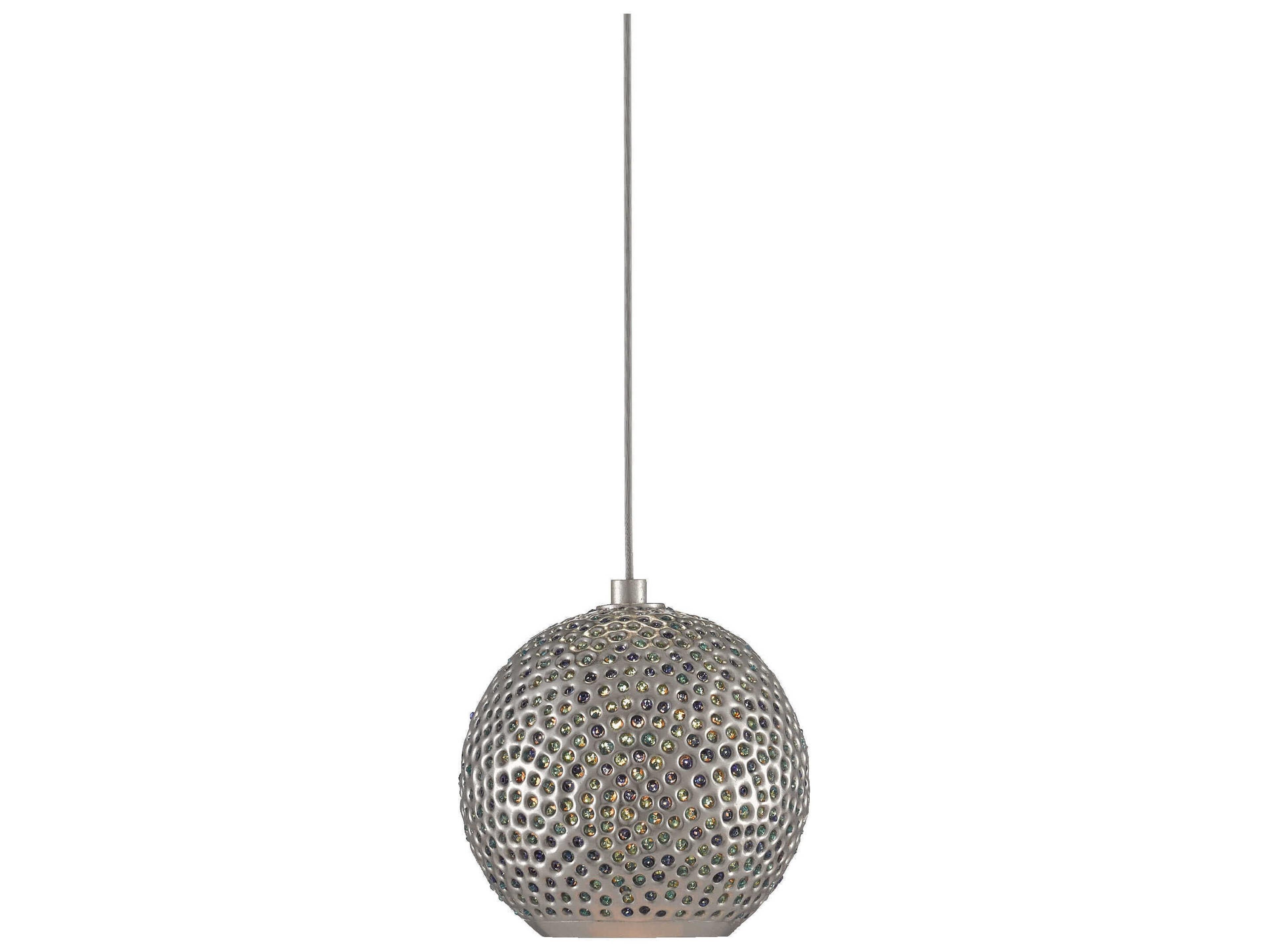 Giro 1-Light Painted Silver Nickel Blue Glass Globe Mini Pendant