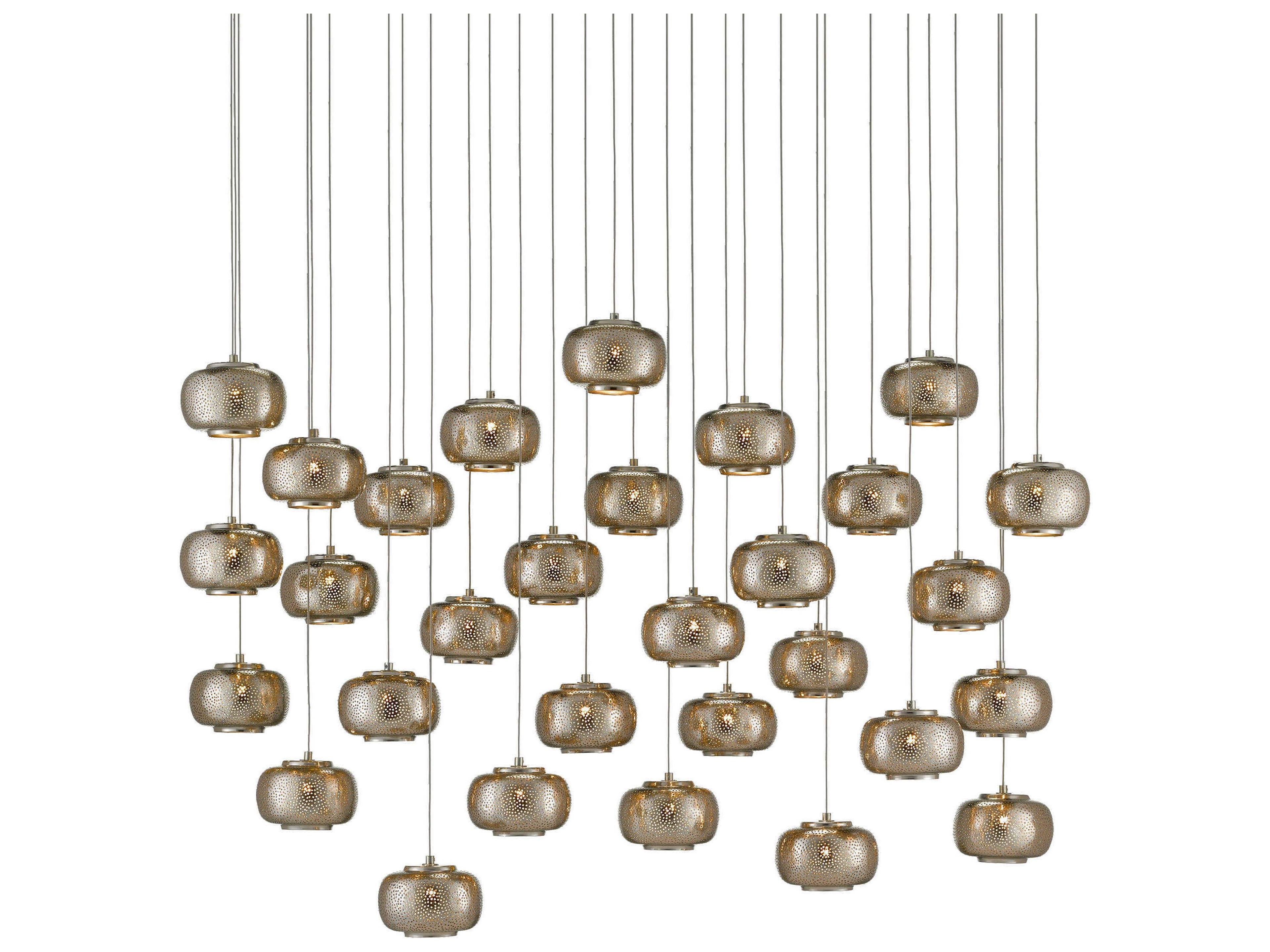 Pepper 30-Light Painted Silver Nickel Globe Island Pendant