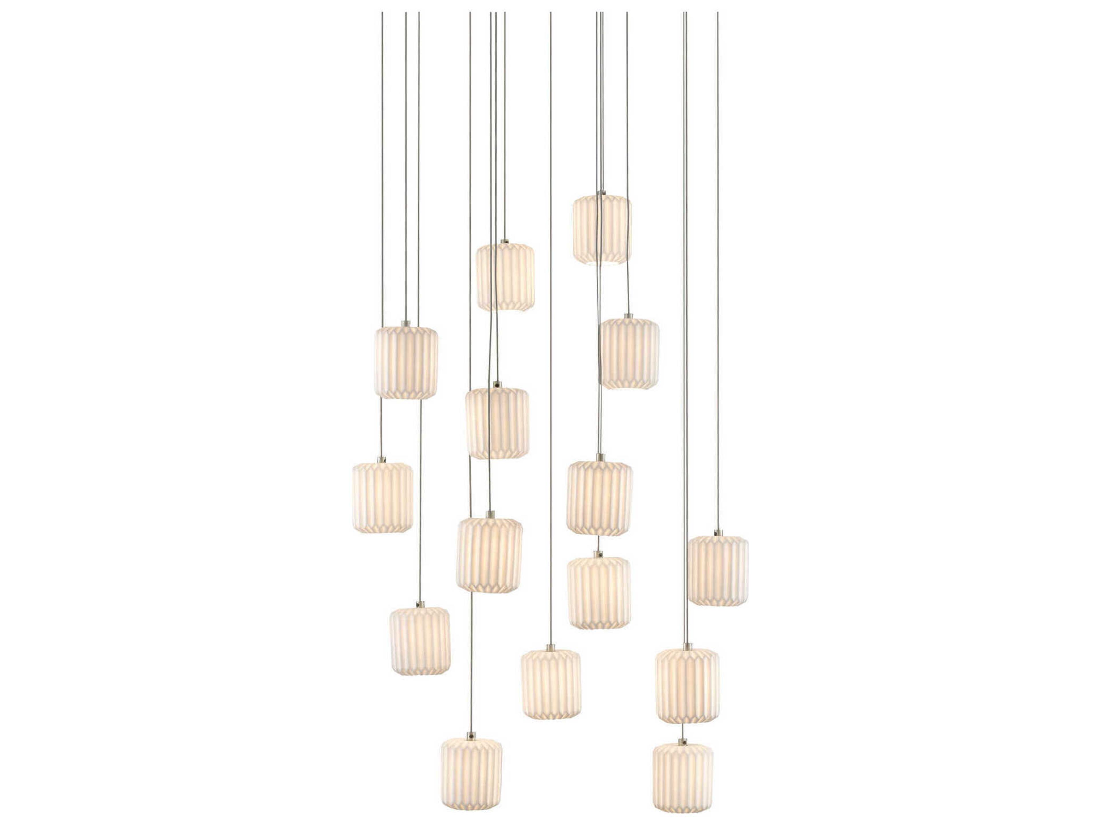 Dove 15-Light Painted Silver White Cylinder Pendant