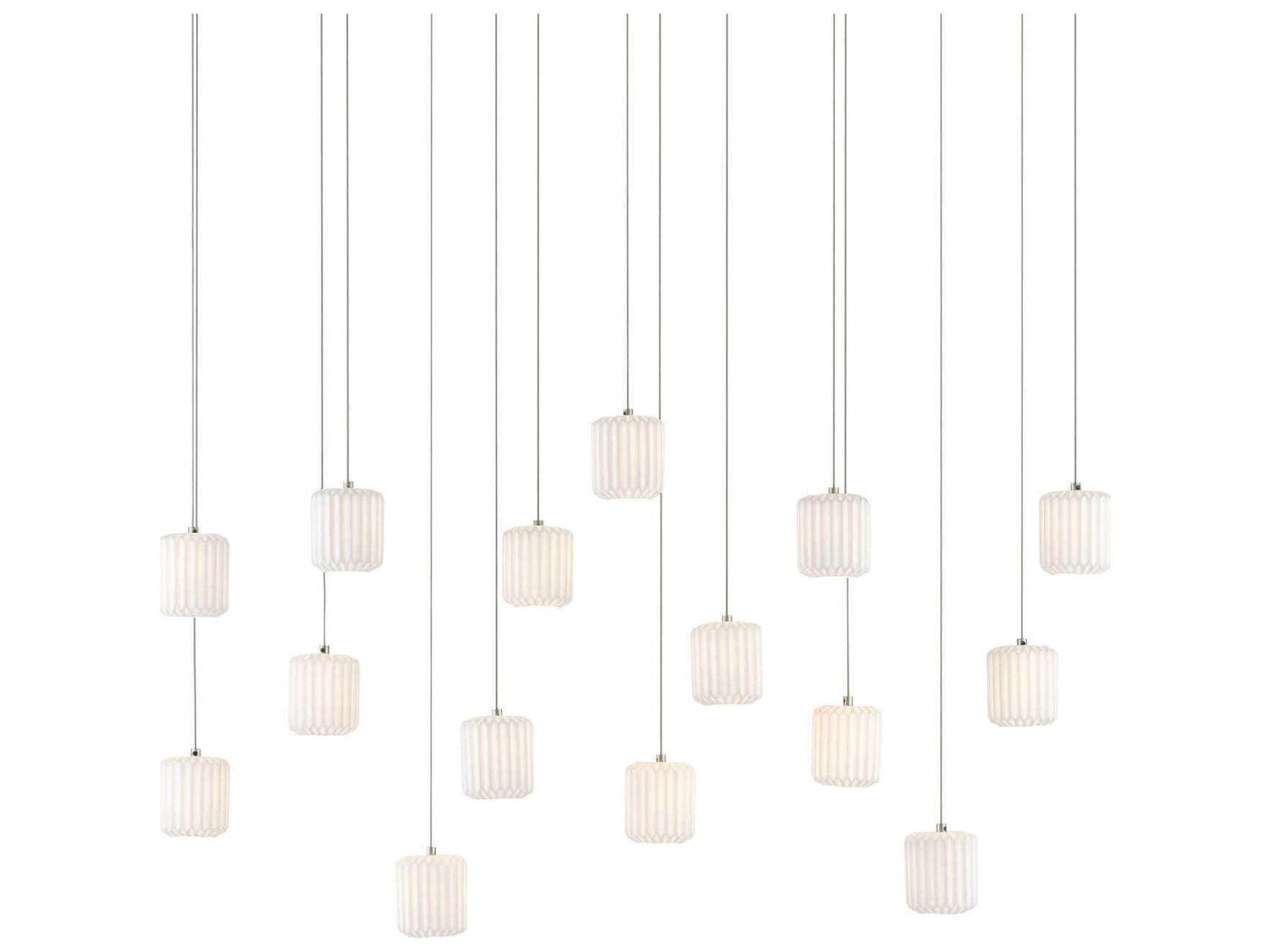 Dove 15-Light Painted Silver White Cylinder Island Pendant