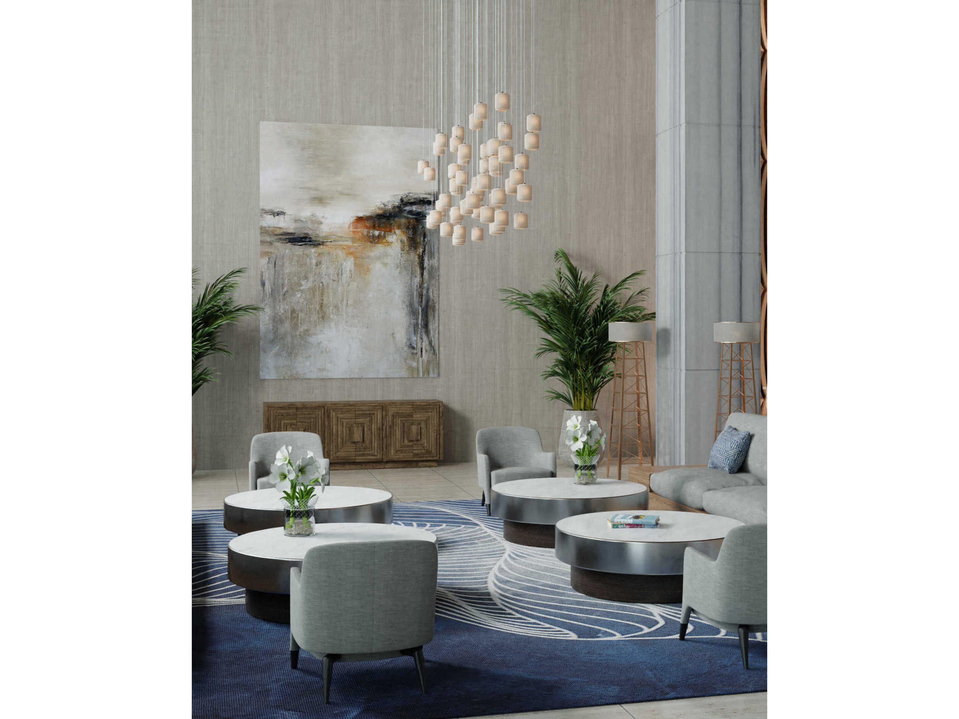 Currey & Company Dove 30-Light Painted Silver White Cylinder Island Pendant