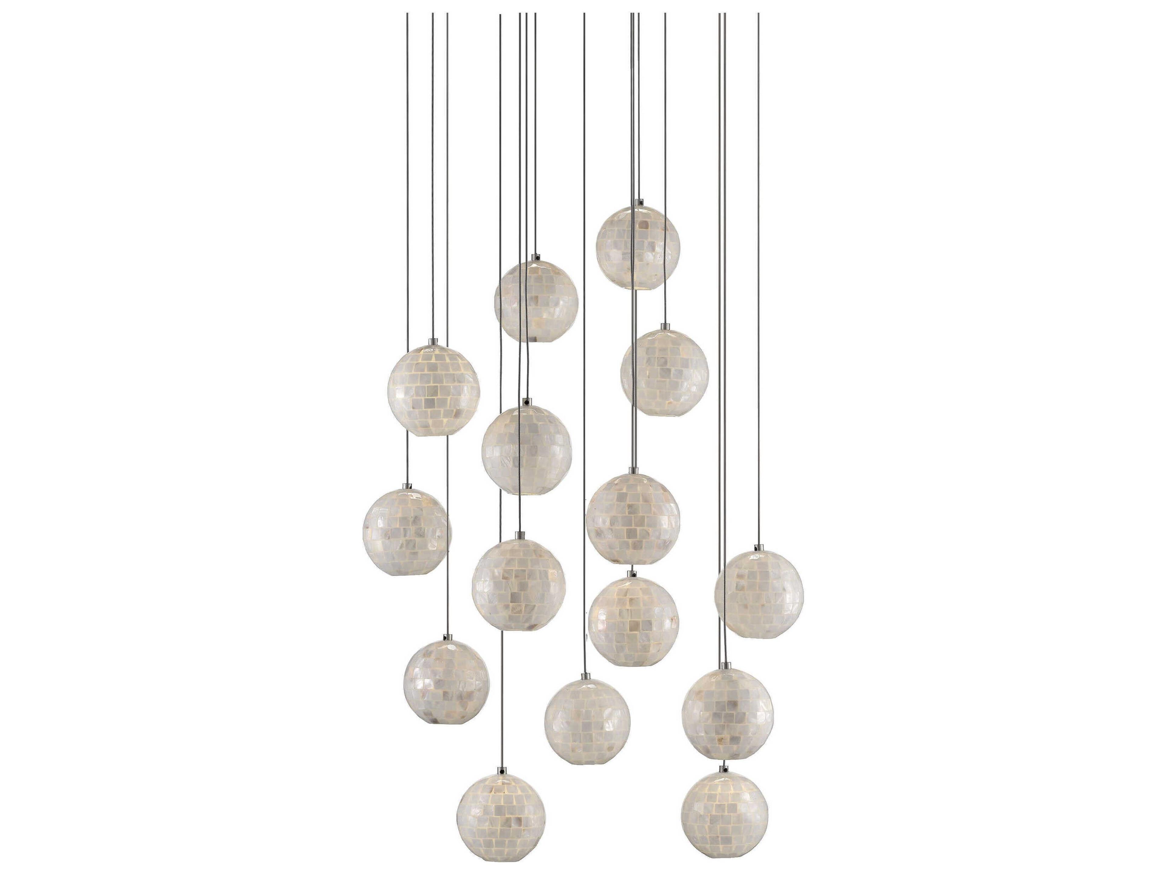 Finhorn 15-Light Painted Silver Pearl Globe Pendant