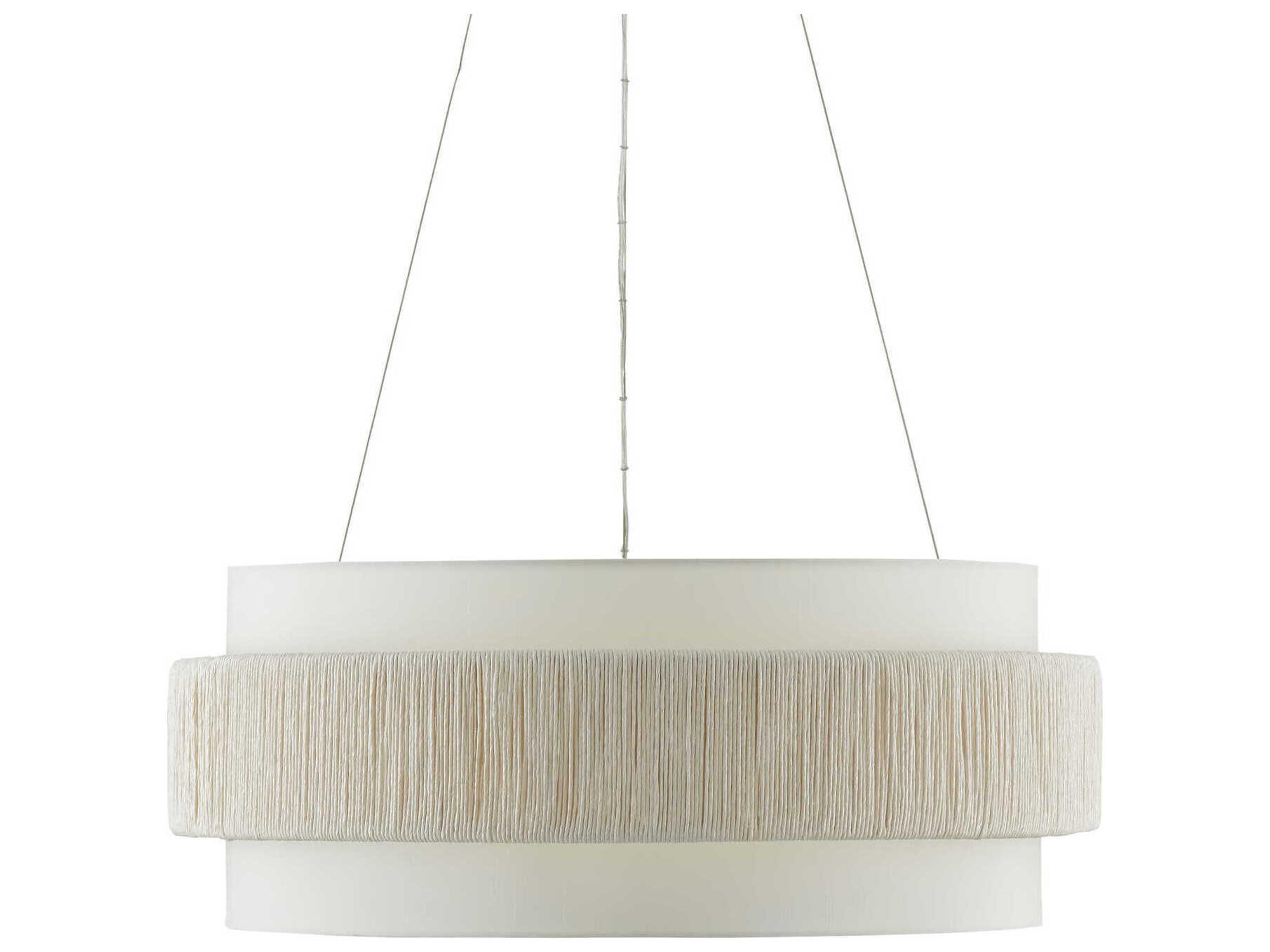 Currey & Company Rousham 6-Light Beige Sugar White Drum Pendant