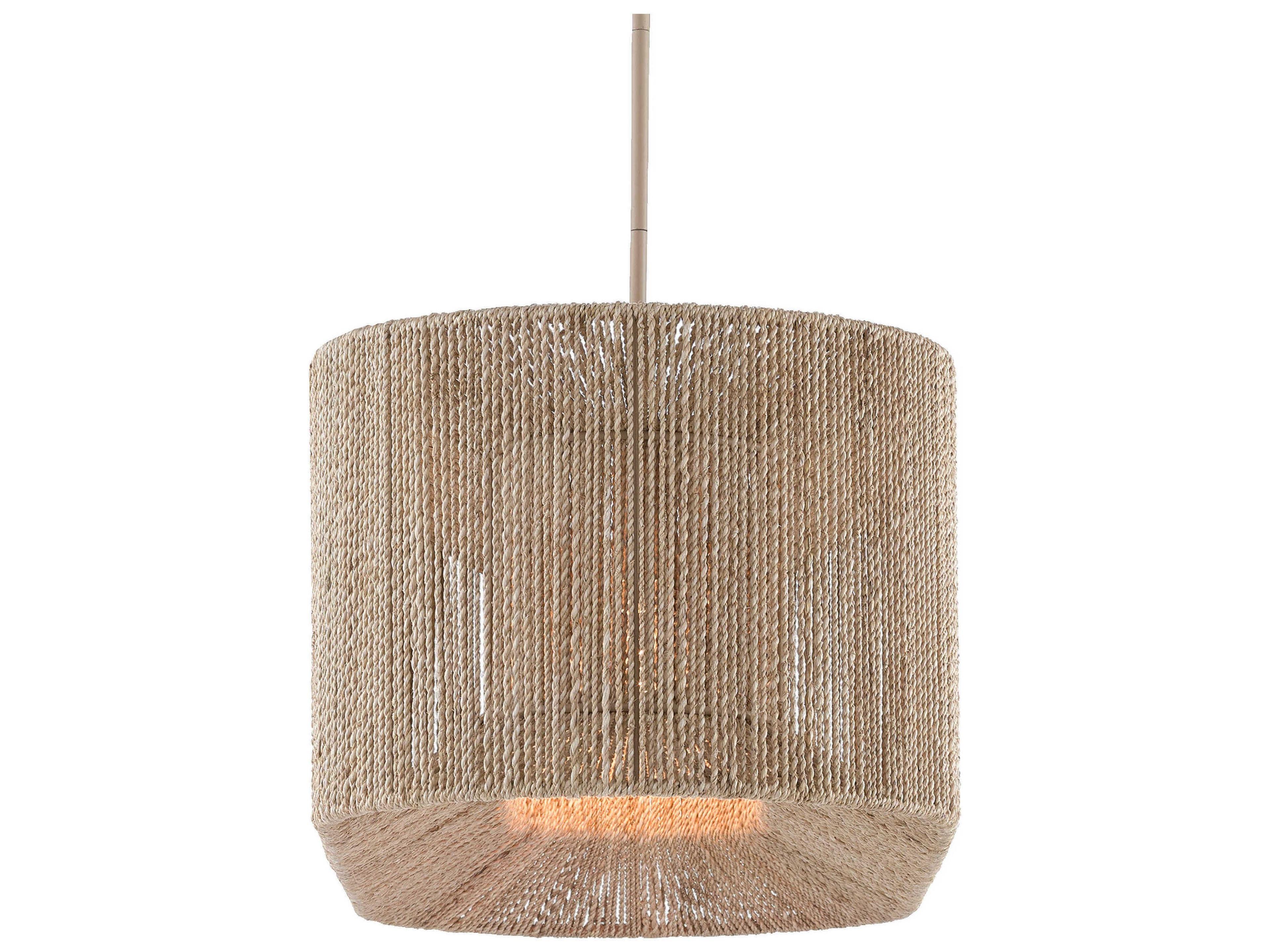 Currey & Company Mereworth 5-Light Natural Rope Beige Brown Linear Island Pendant