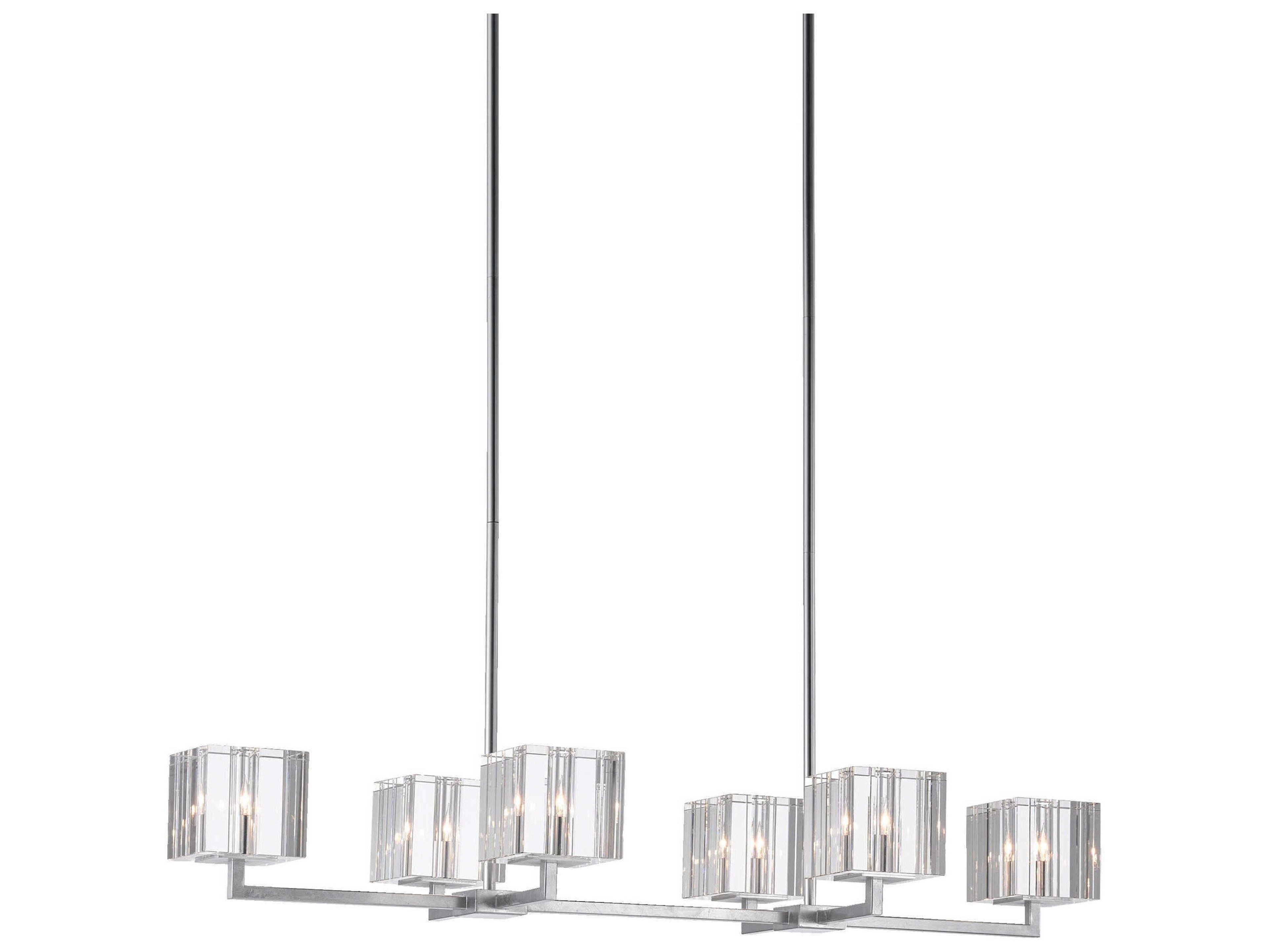 Valerio 6-Light Silver Leaf Crystal Island Pendant