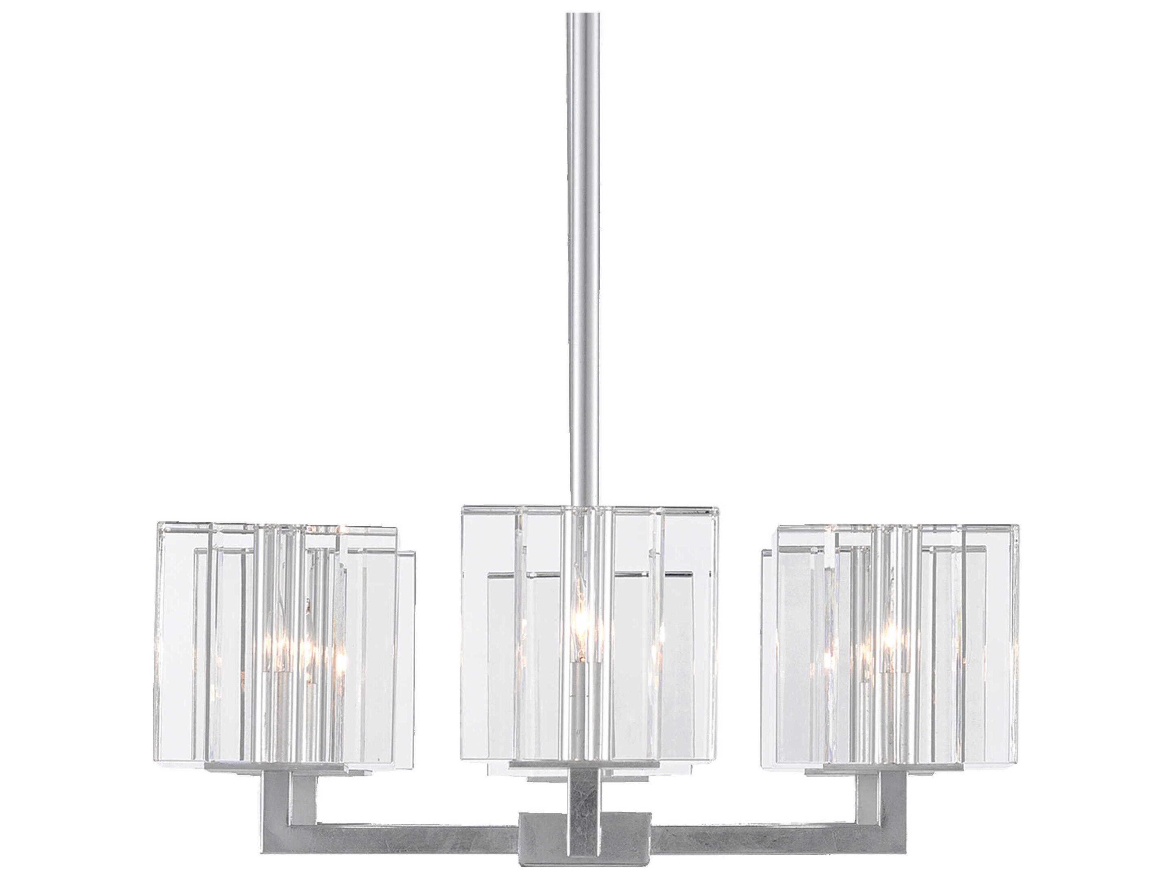 Currey & Company Valerio 6-Light Silver Leaf Crystal Island Pendant