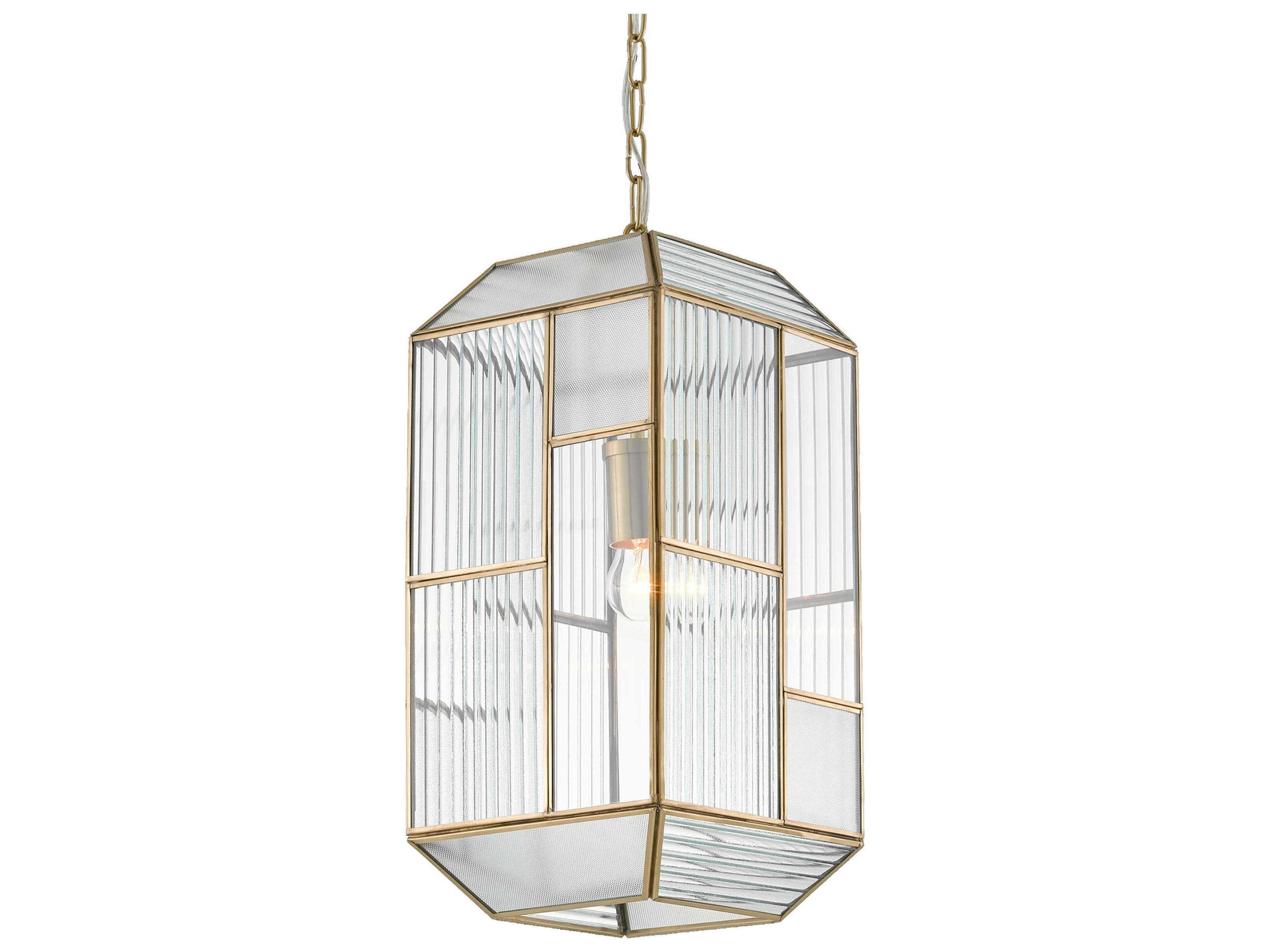 Currey & Company Bardoplh 1-Light Brass Antique Clear Glass Geometric Mini Pendant