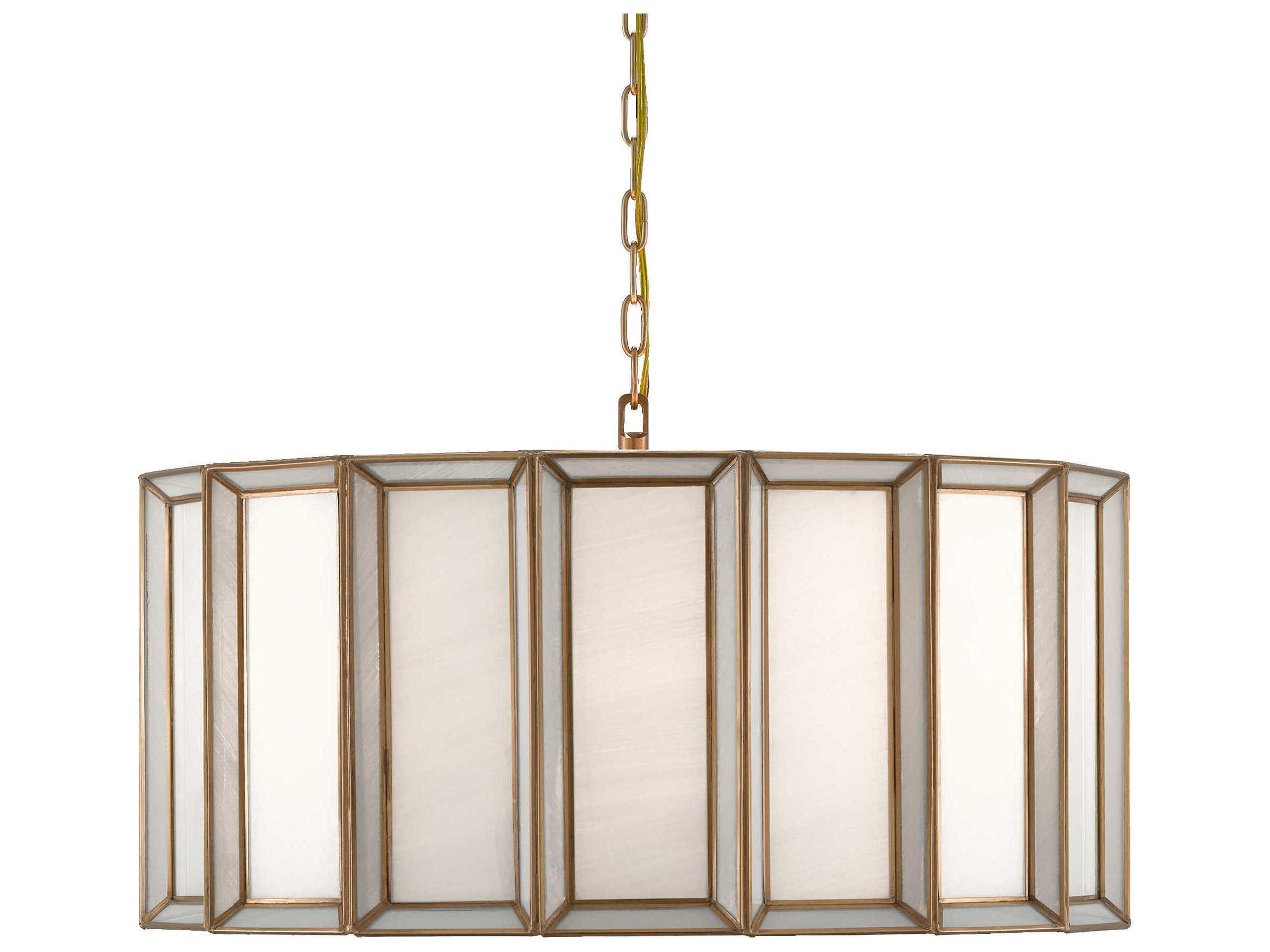 Daze Large Pendant Light in Antique Brass and White Milk Glass