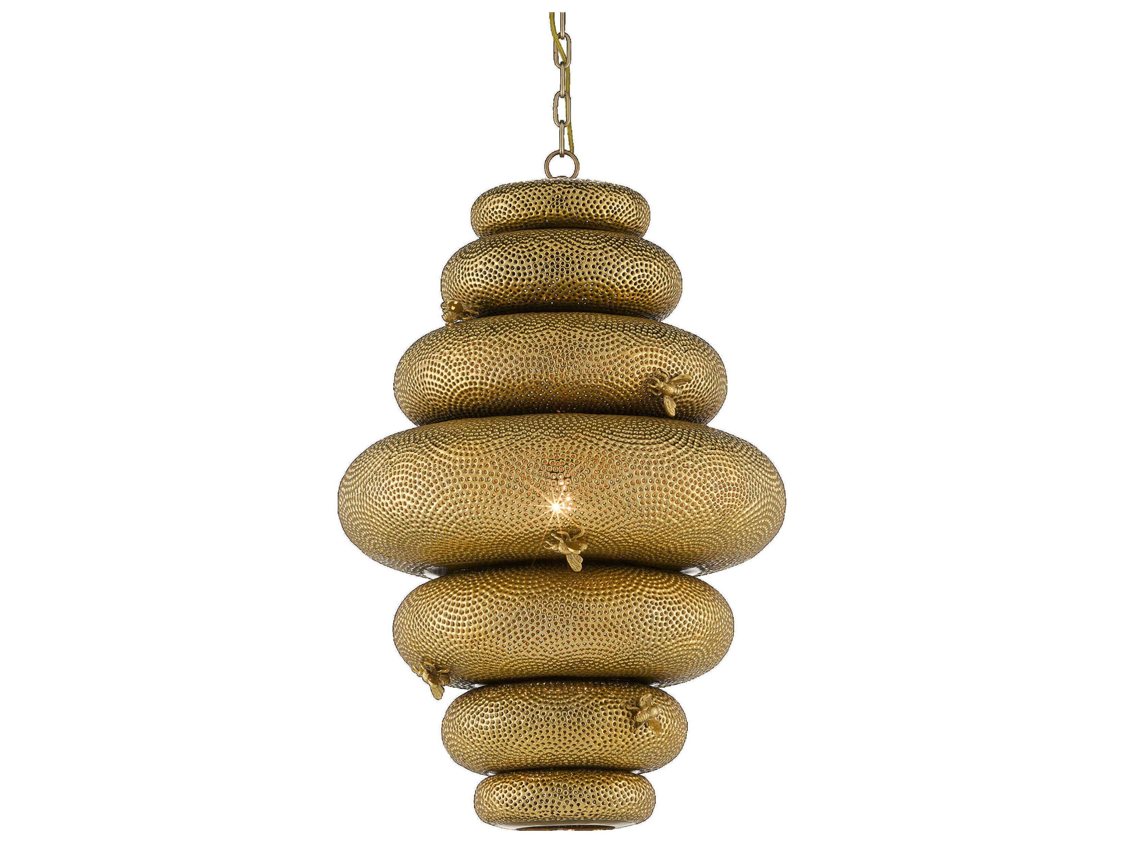 Currey & Company Sasha Bikoff 1-Light Antique Brass Pendant