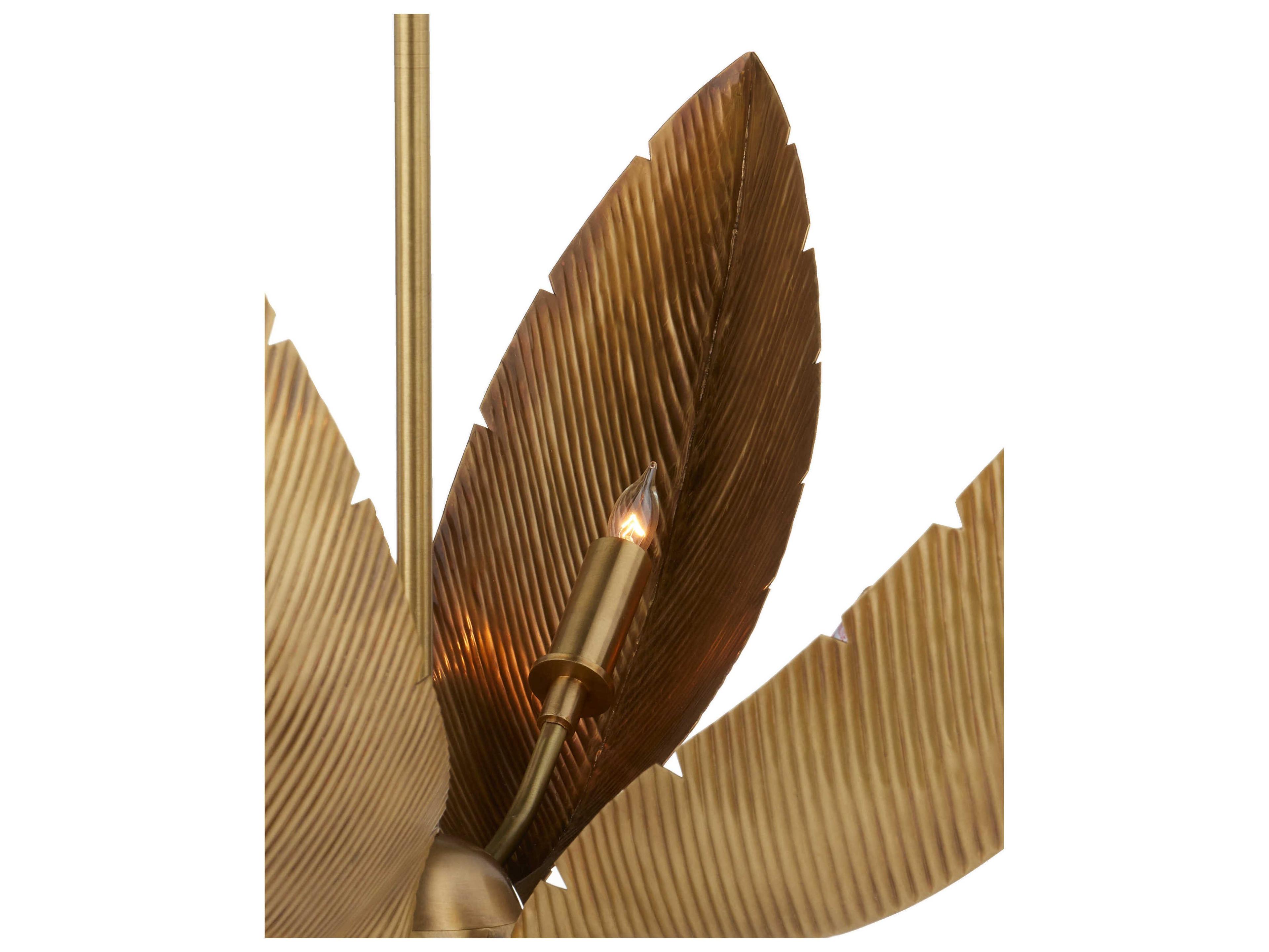 Currey & Company Bird of Paradise 6-Light Antique Brass Pendant