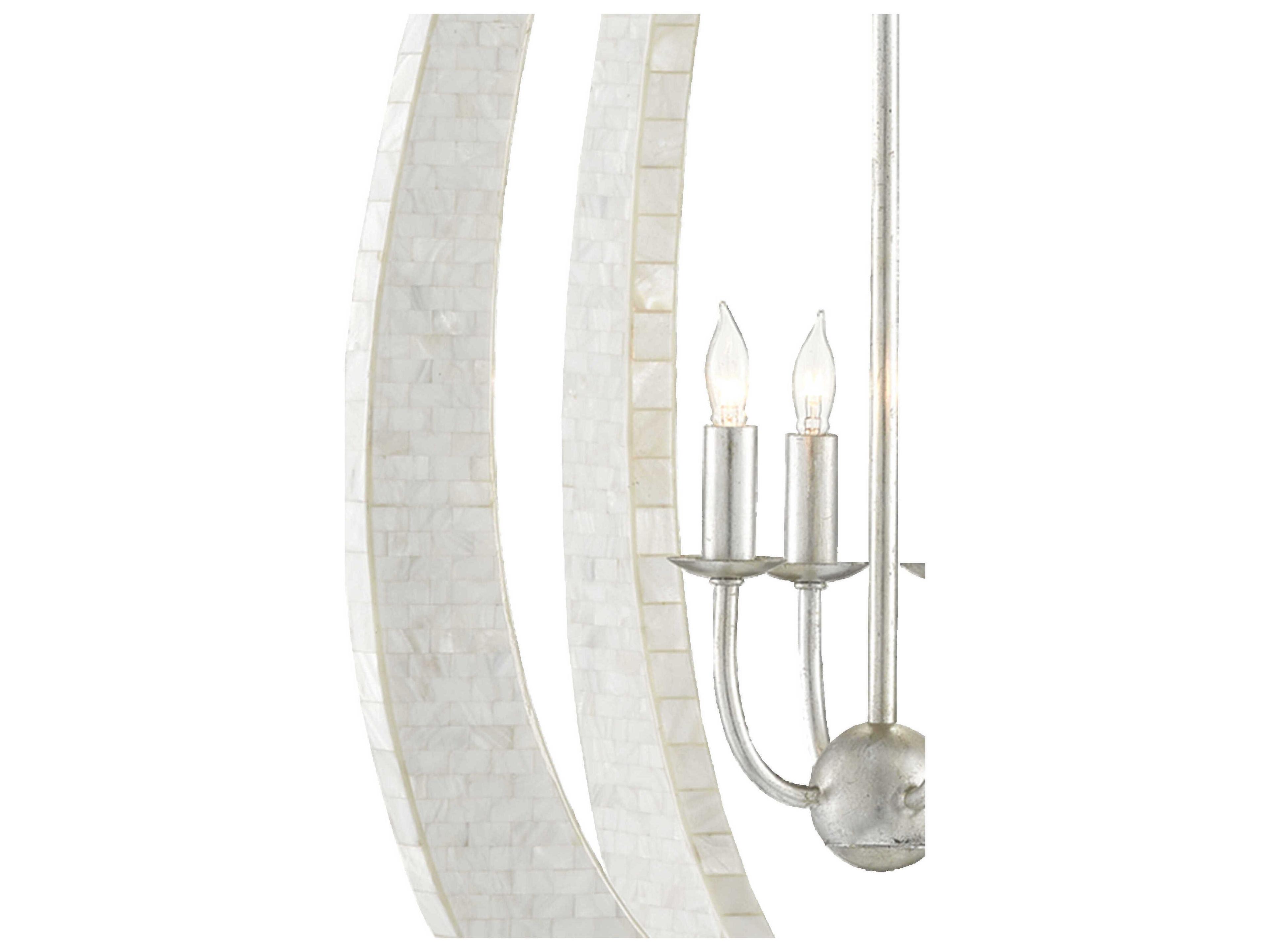 Currey & Company Arietta 4-Light White Pearl Silver Leaf Chandelier