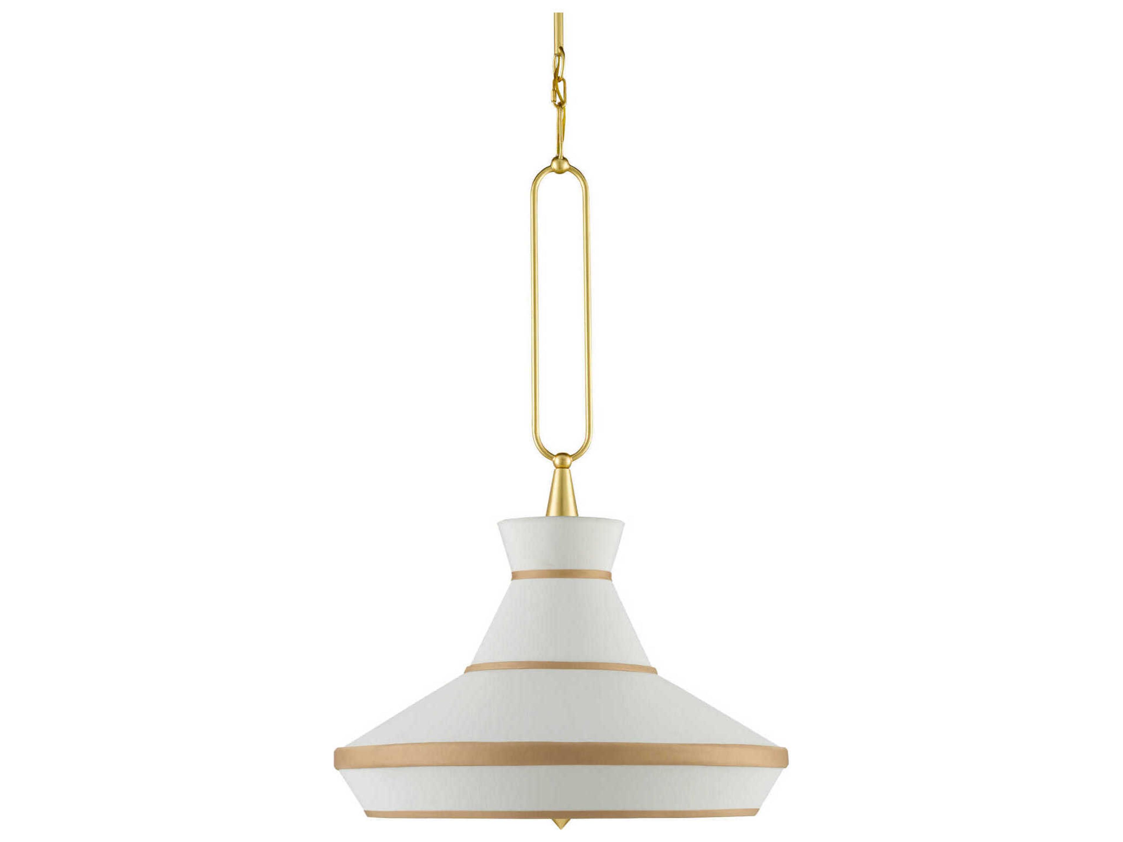 Currey & Company Perth 2-Light Gold Leaf White Pendant