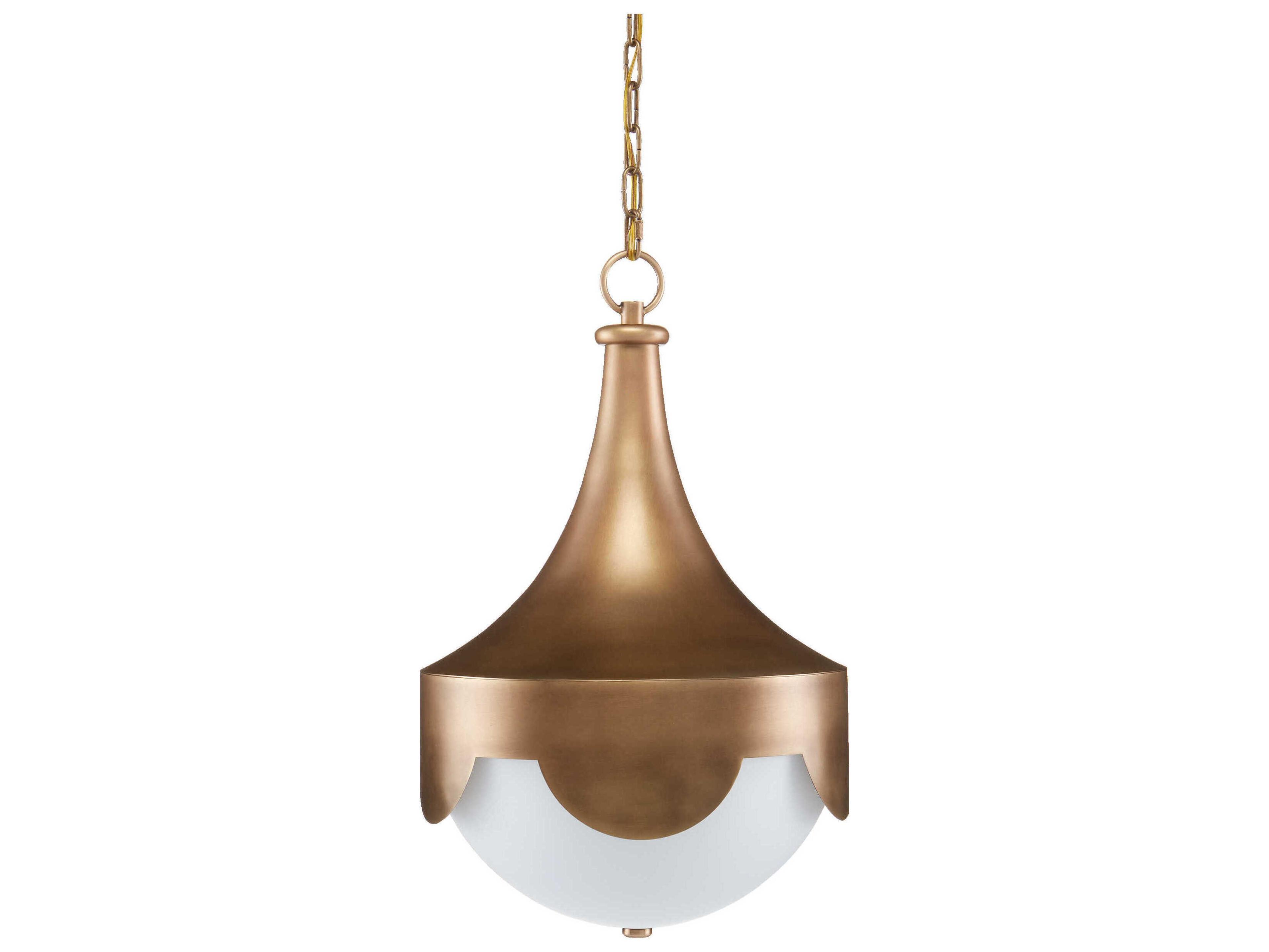 Currey & Company Pasha 1-Light Antique Brass Glass LED Bowl Pendant