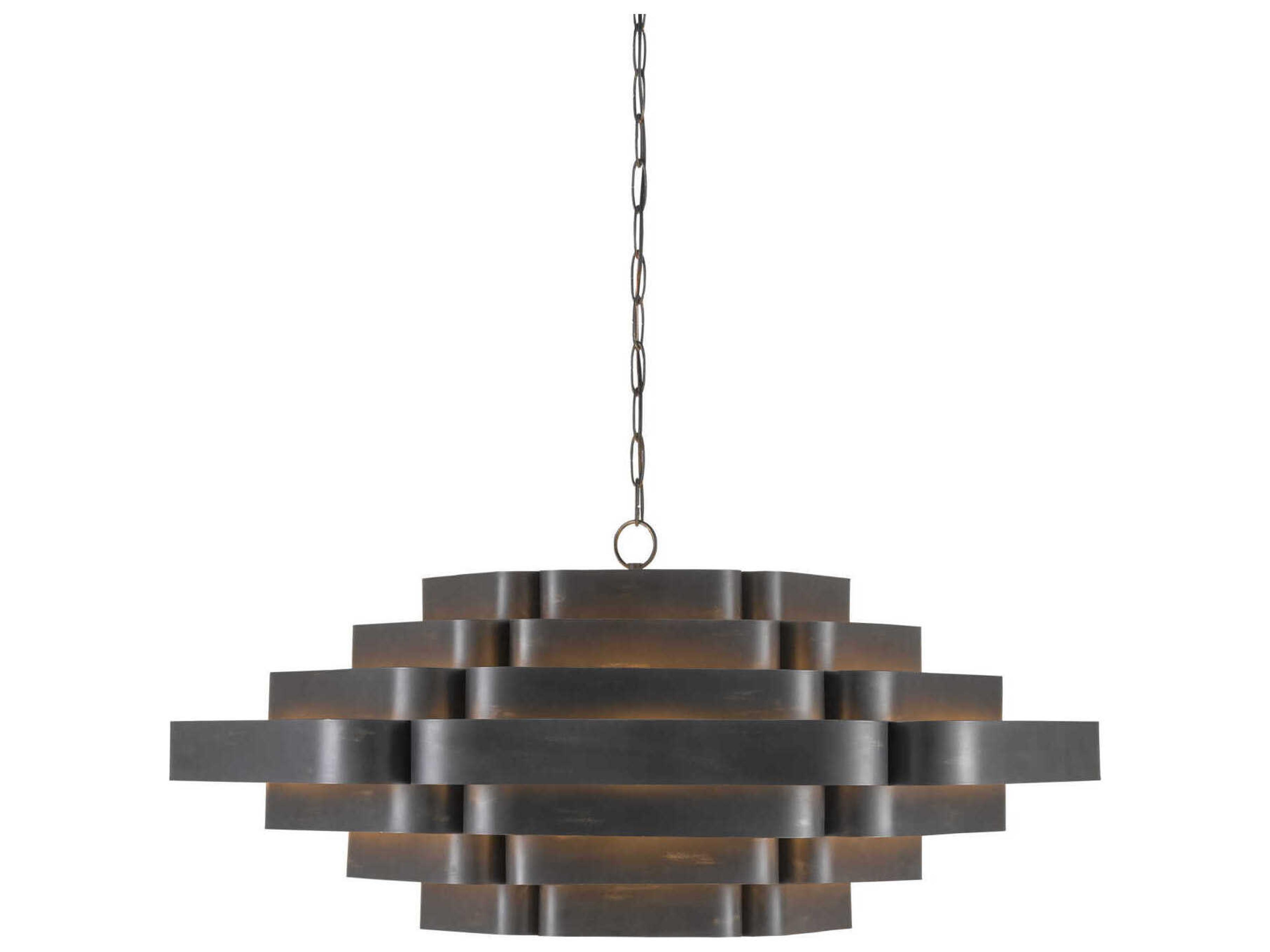 Bailey 6-Light French Black Contemporary Gold Leaf Pendant