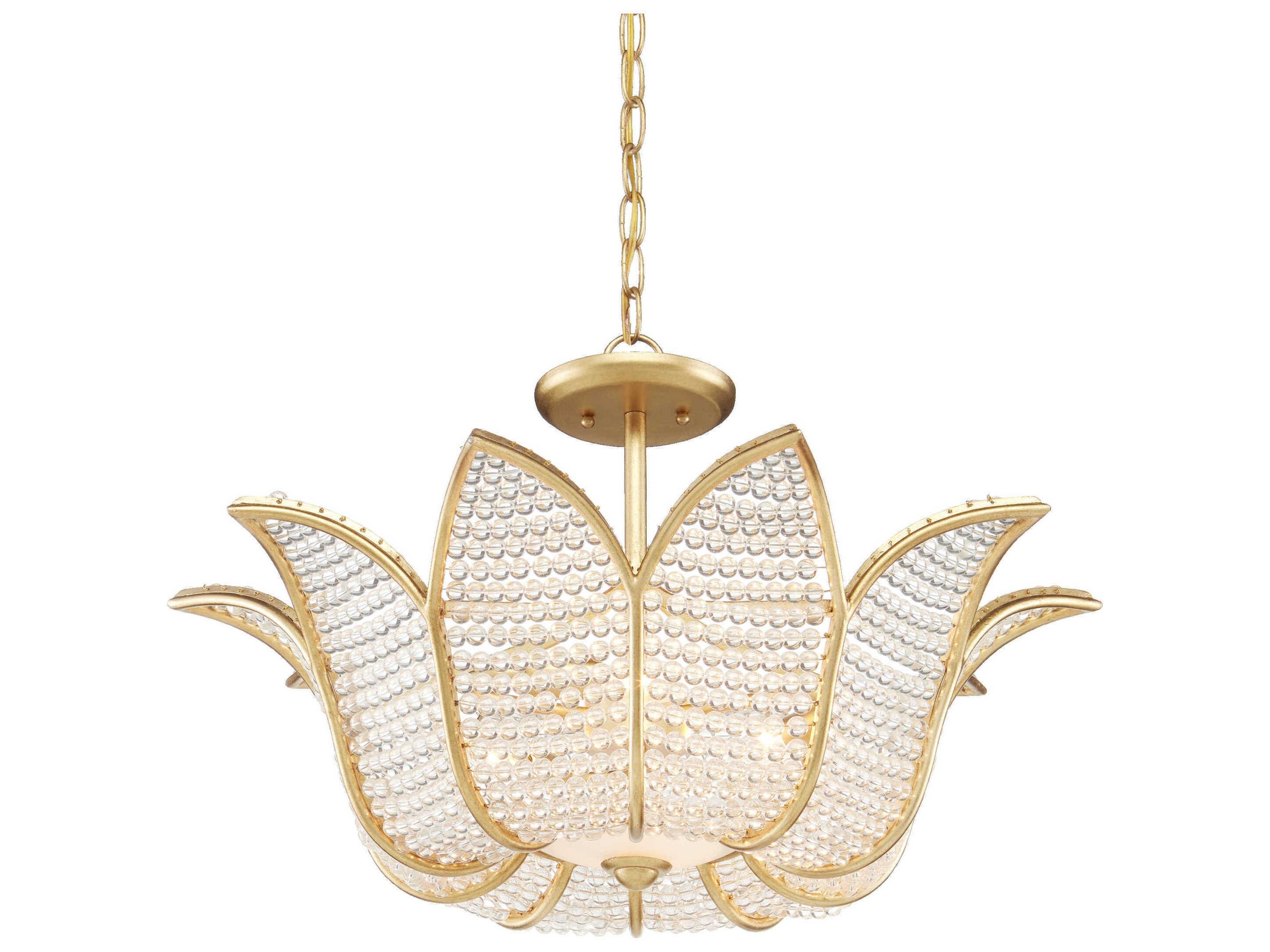 Bebe 3-Light Contemporary Gold Leaf Clear Glass Pendant