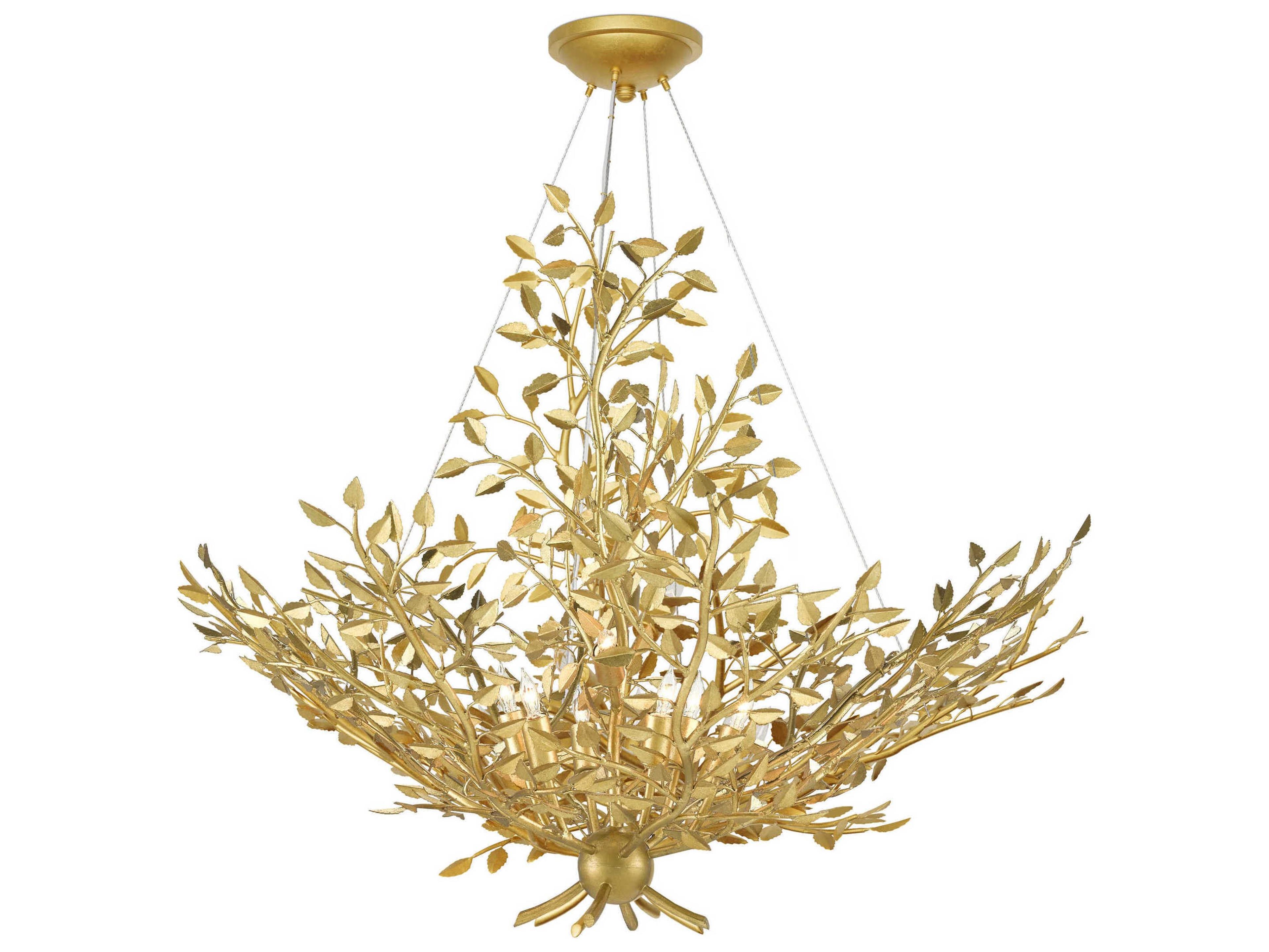 Currey & Company Huckleberry 8-Light Contemporary Gold Leaf Chandelier