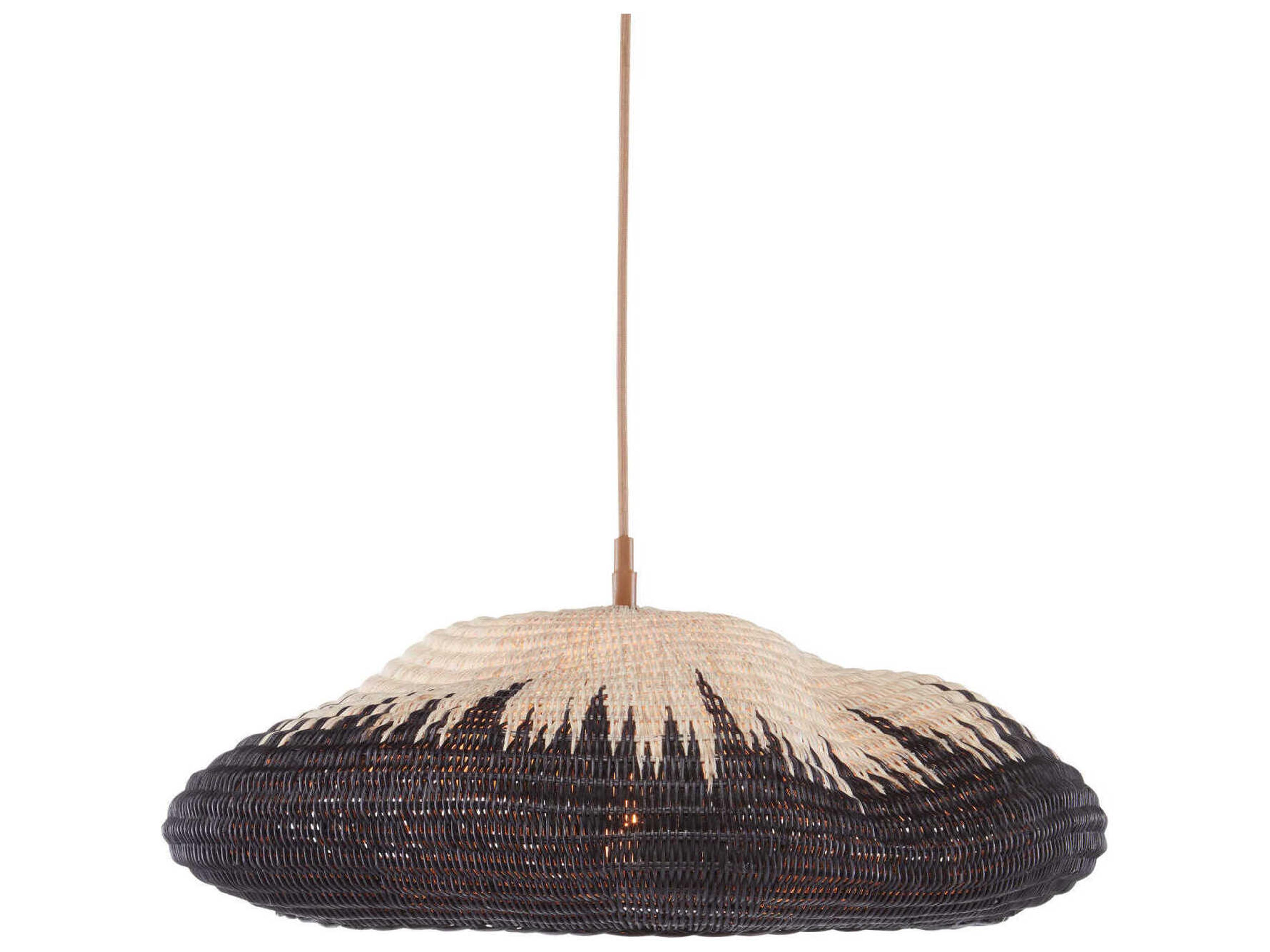 Currey & Company Comme Des Paniers 1-Light Khaki Black Pendant