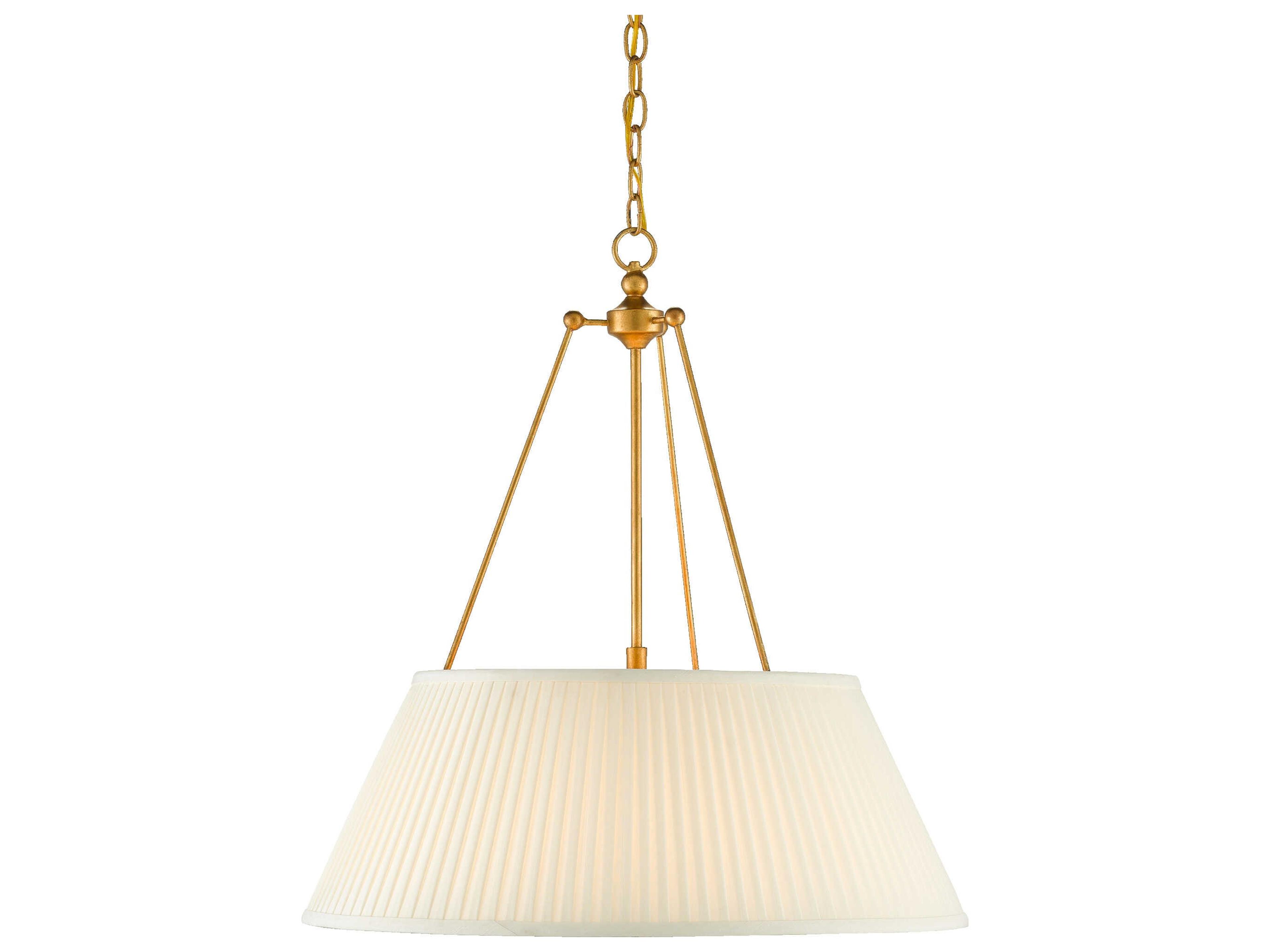 Currey & Company Lytham 1-Light Antique Gold Leaf White LED Pendant